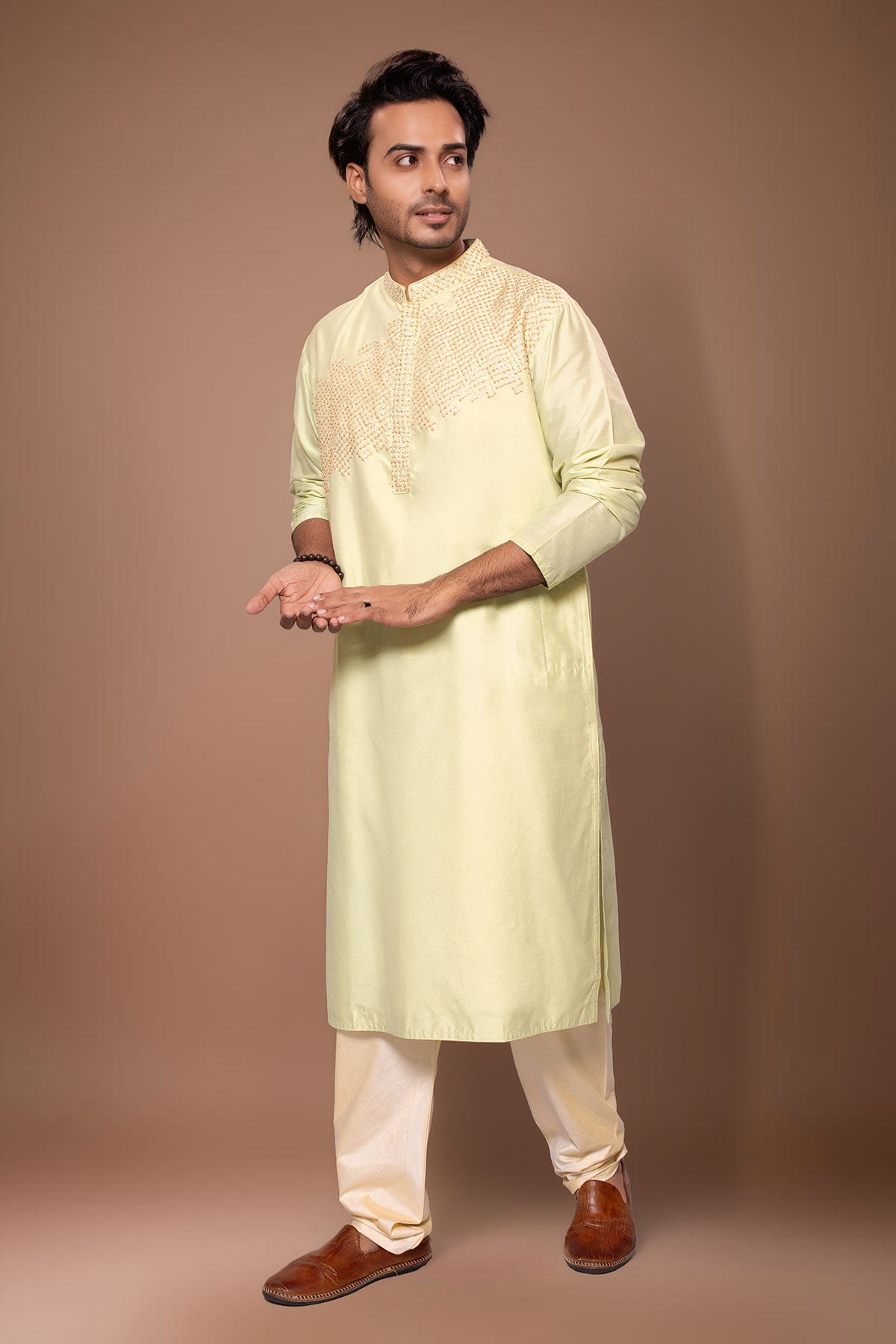 Pista Green Zardozi Kurta Pants
