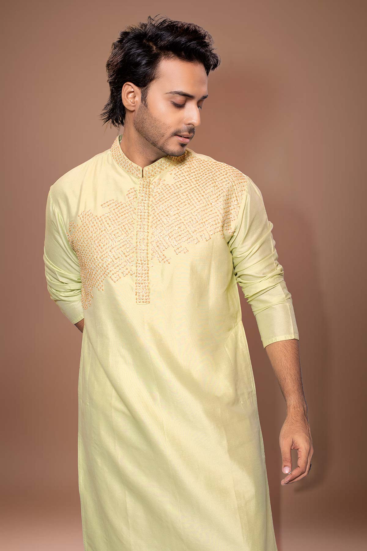 Pista Green Zardozi Kurta Pants