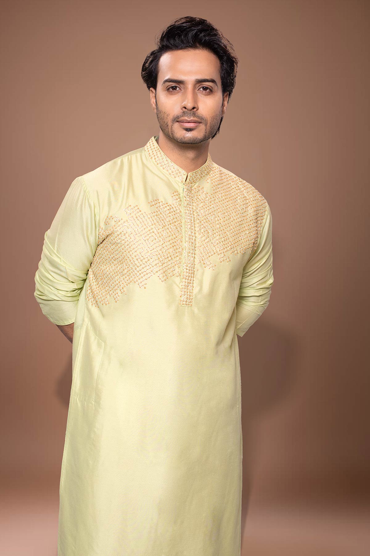 Pista Green Zardozi Kurta Pants