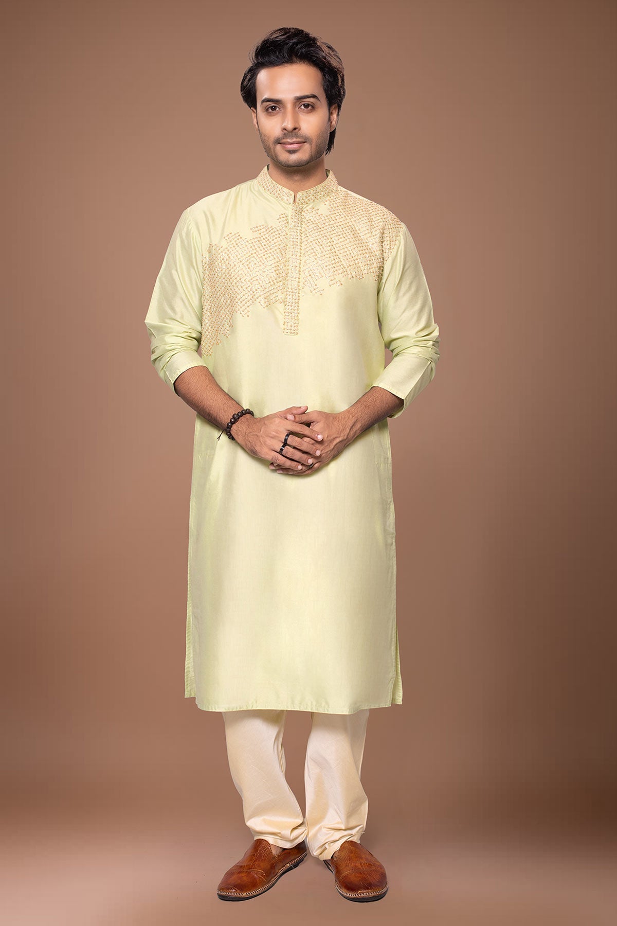 Buy Pista Green Zardozi Kurta Pants for men by Priyanka Haralalka online available at scrollnshops
