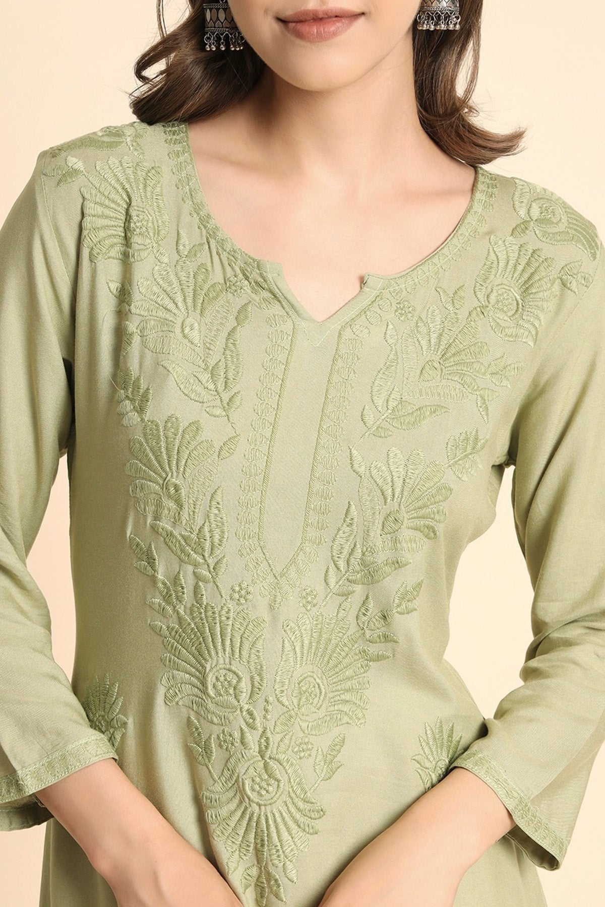 Pista Lucknowi Chikankari Kurta