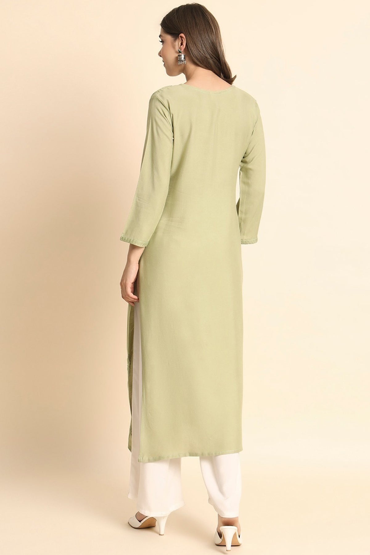Pista Lucknowi Chikankari Kurta