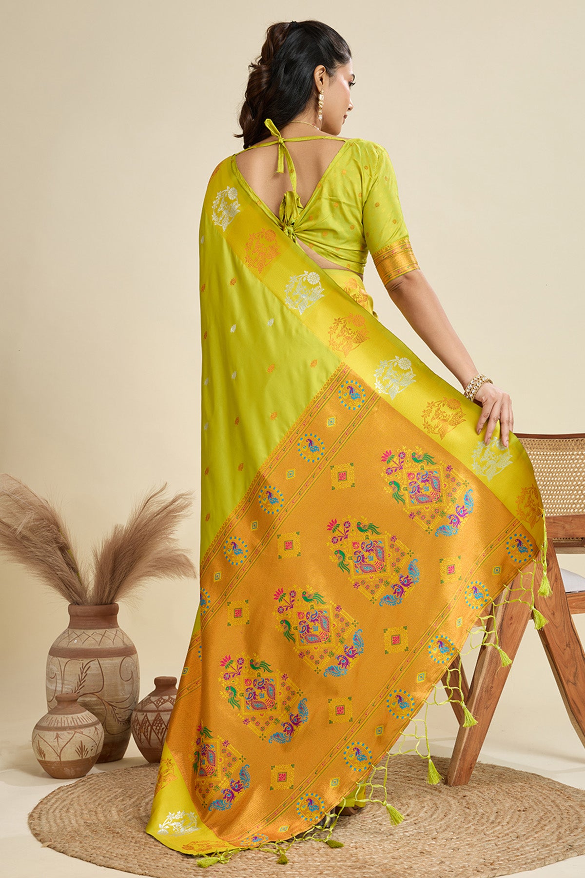 Pista Paithani Saree & Blouse