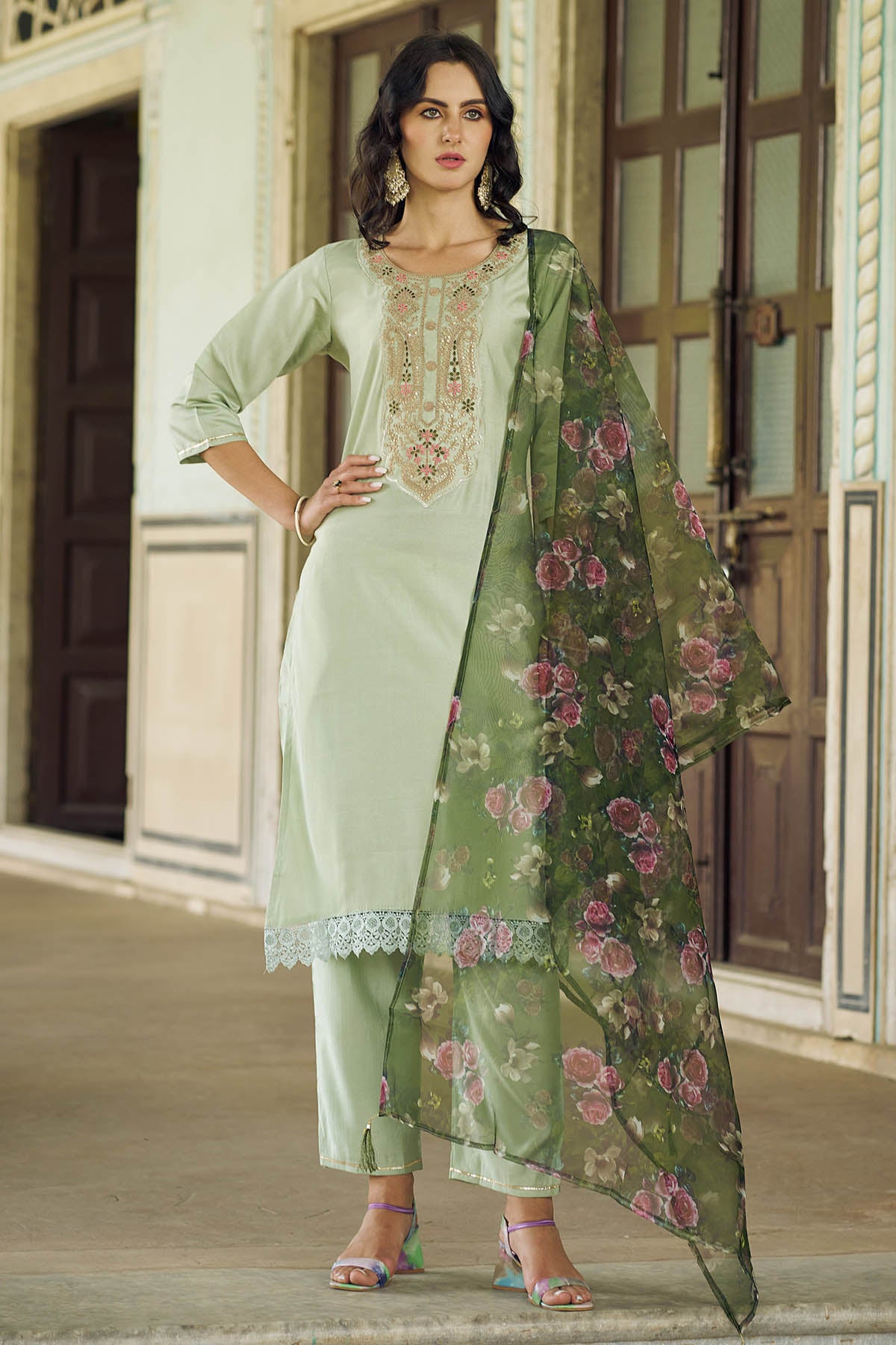 Pista Viscose Rayon Kurta Set