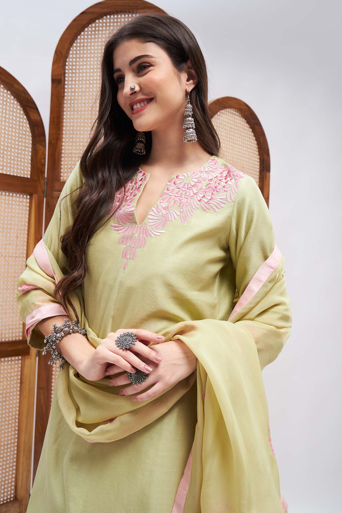Pistachio Embroidered Kurta Set