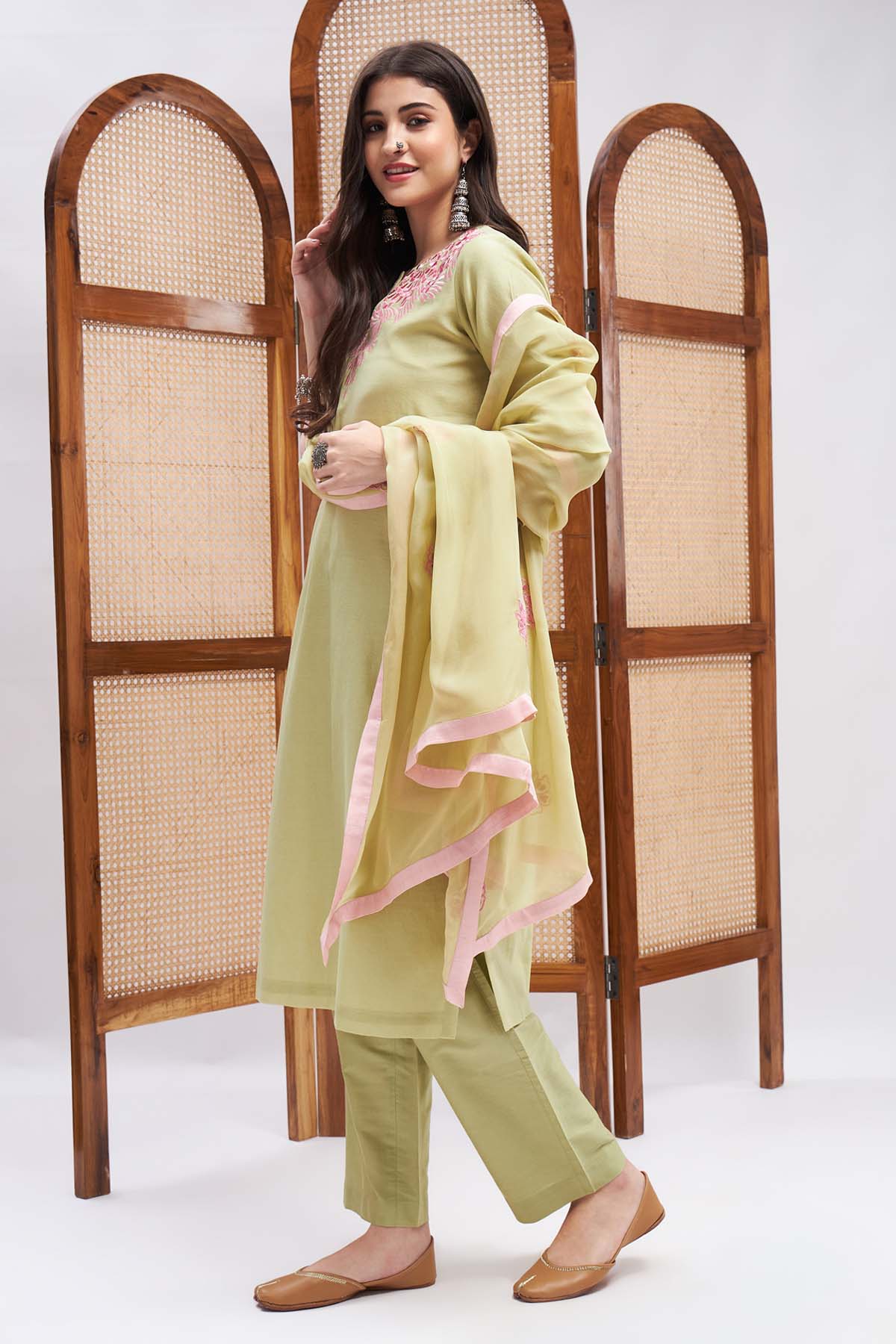 Pistachio Embroidered Kurta Set