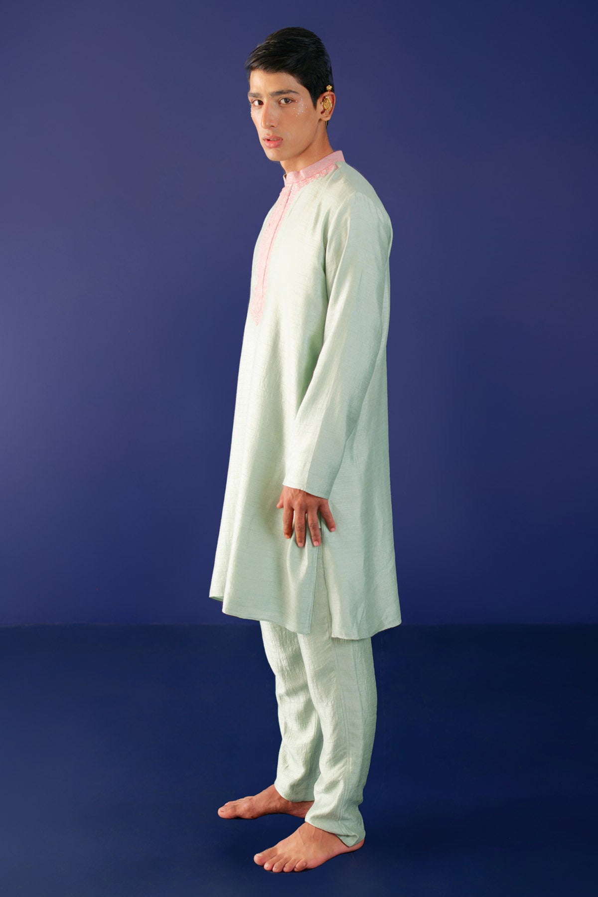 Pistachio Green Sequins Kurta Set