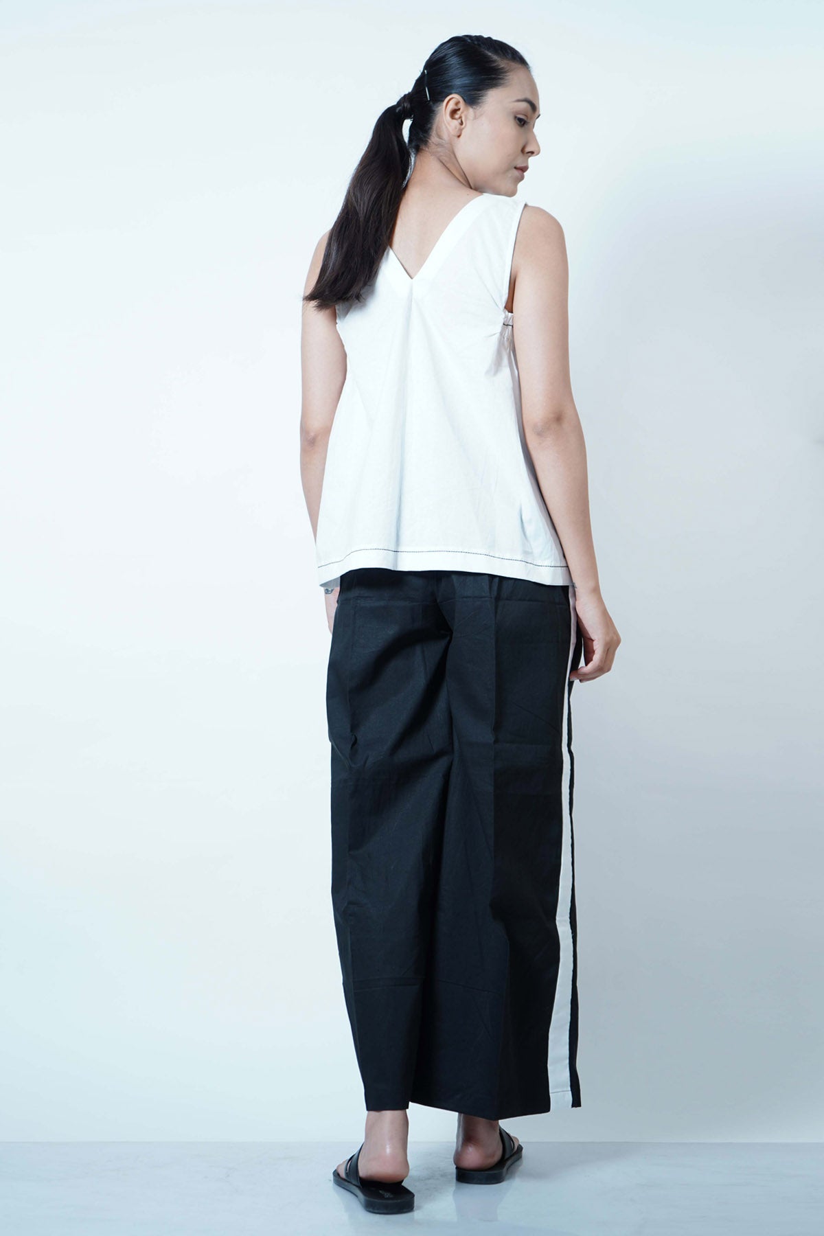 Pleat Detail Top & Stripe Pants