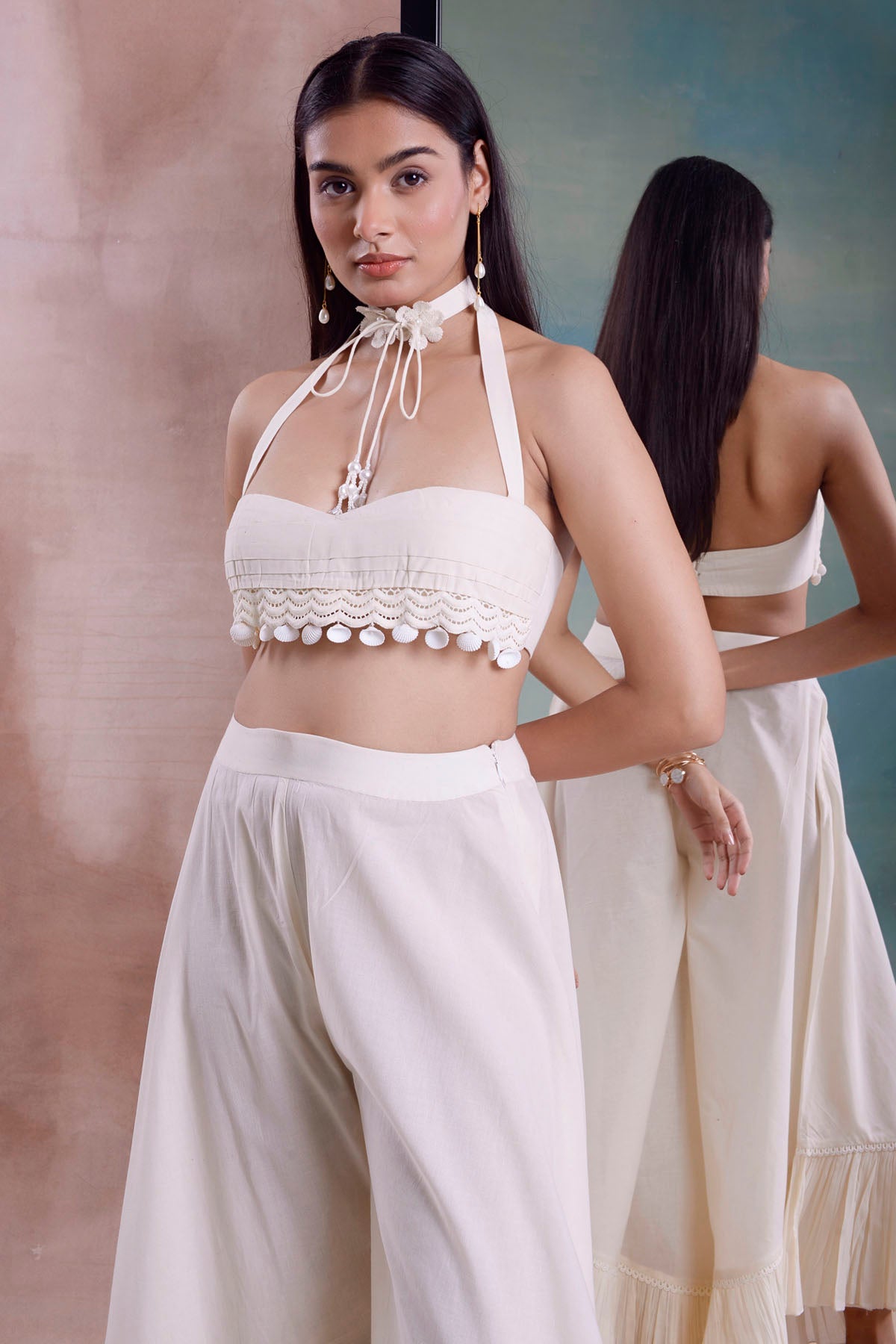 Pleated Bustier & Frill Pants