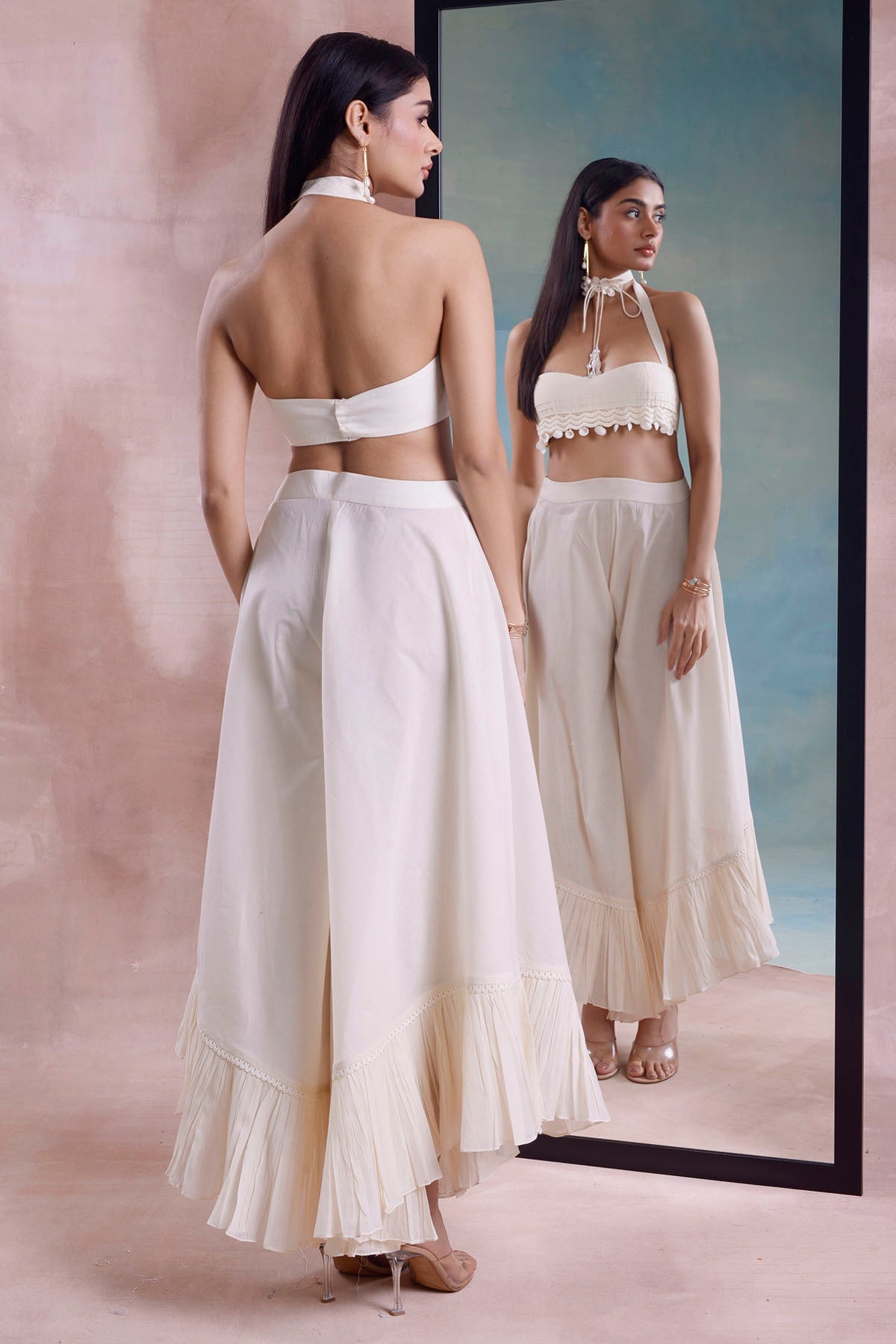 Pleated Bustier & Frill Pants