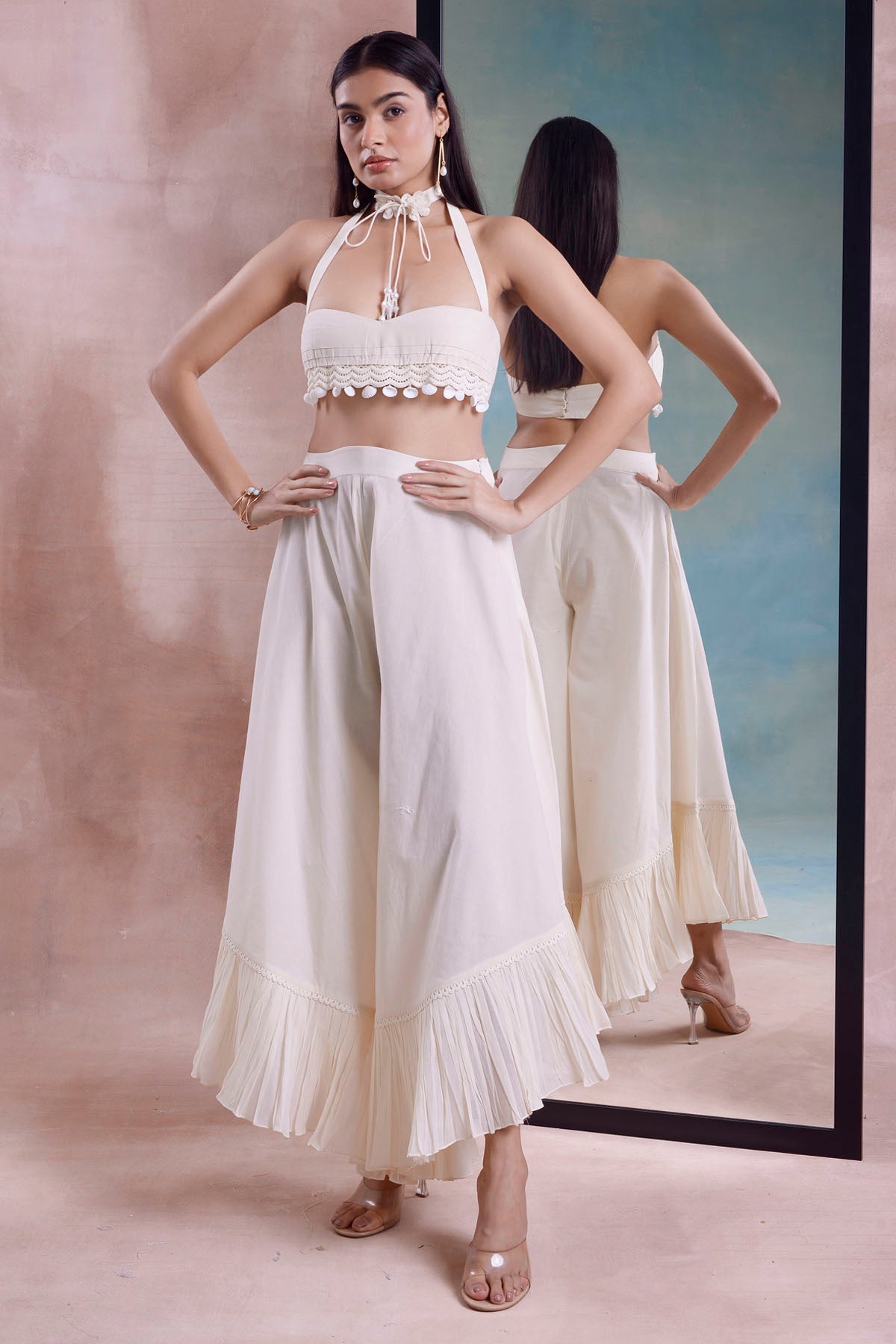 Pleated Bustier & Frill Pants