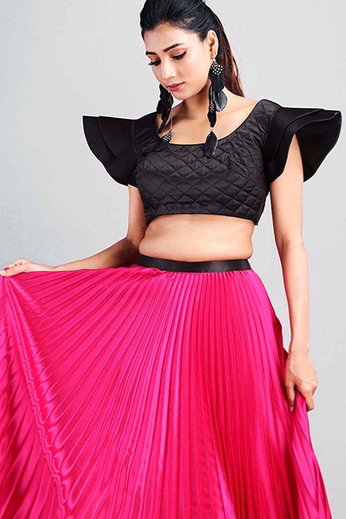 Pleated Heavy Satin Lehenga Set