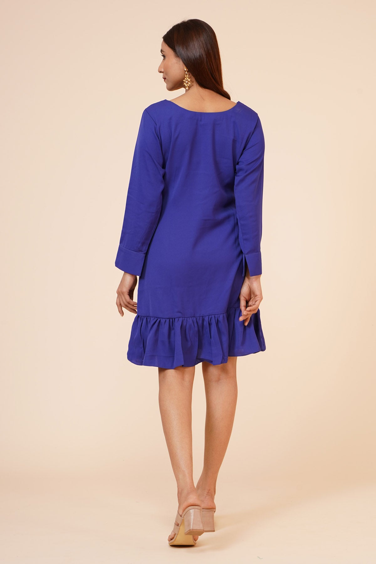 Blue Pleated Short Dress