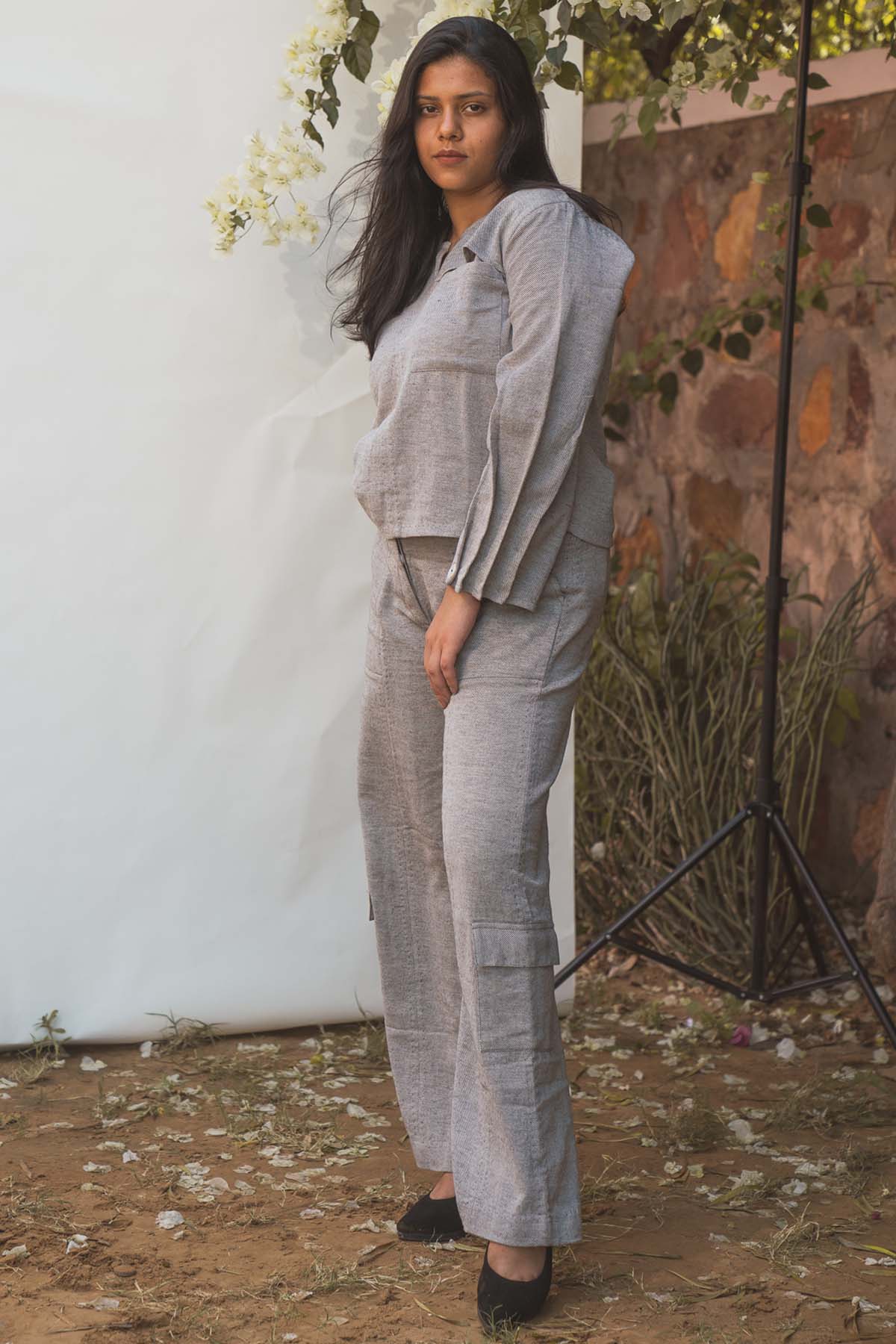 Pleated Top & Pocket Pant Set