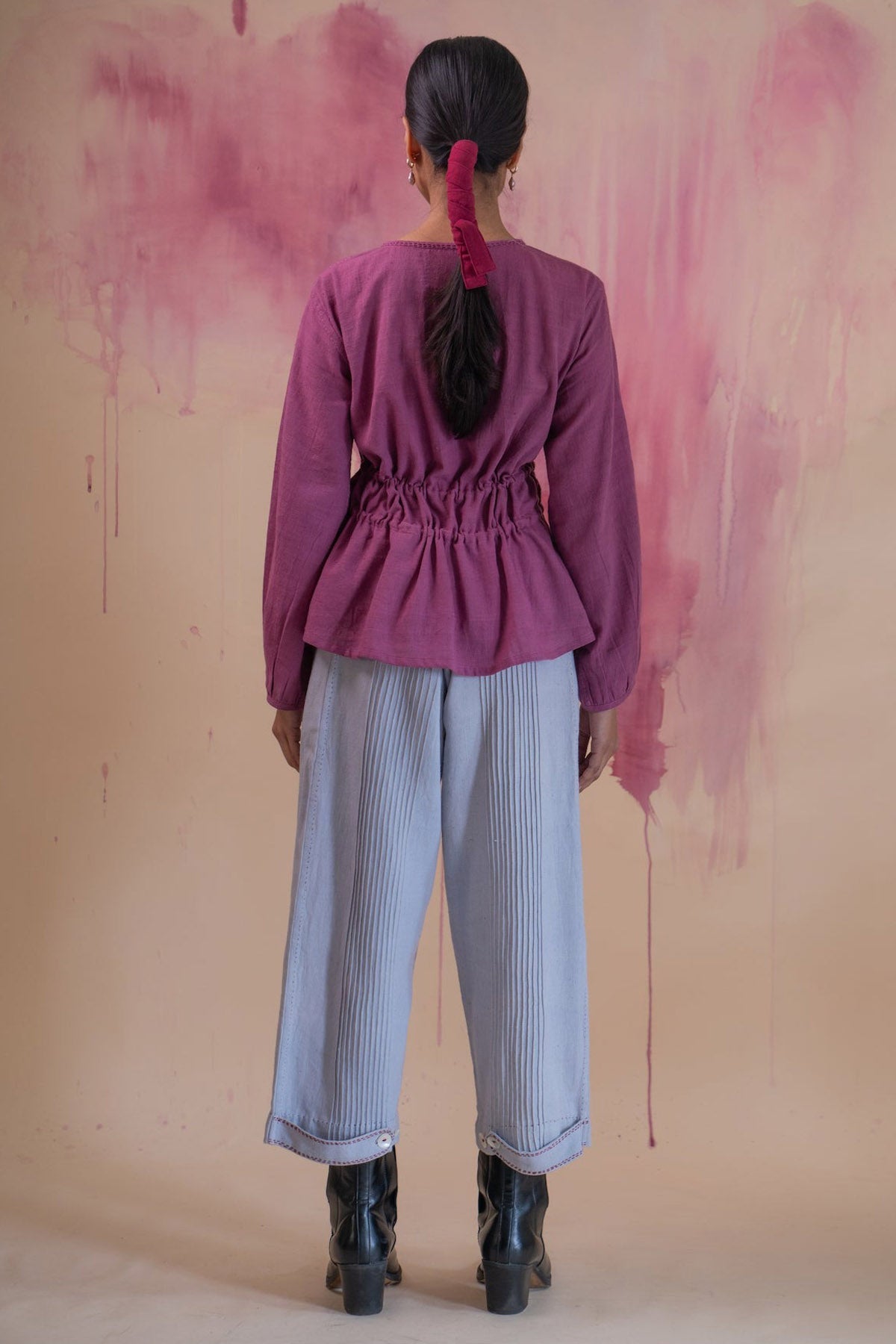 Plum 100% Cotton Ruched Top