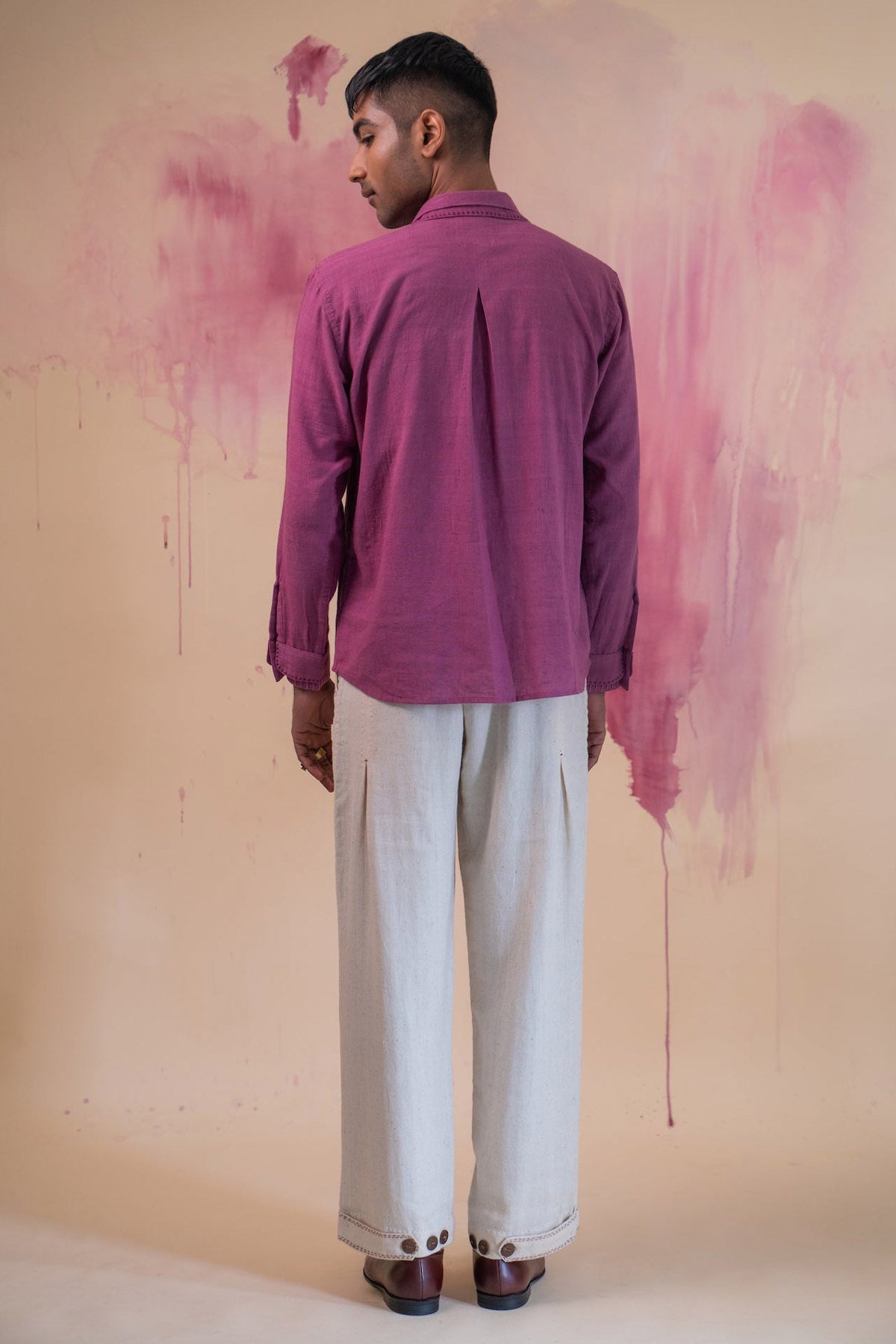 Plum Cotton Faux Flap Shirt