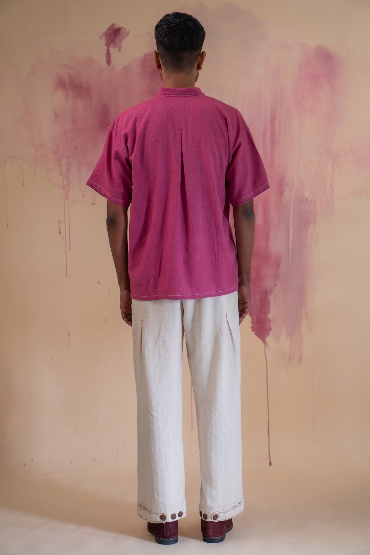 Plum Cotton Kantha Kimono Shirt