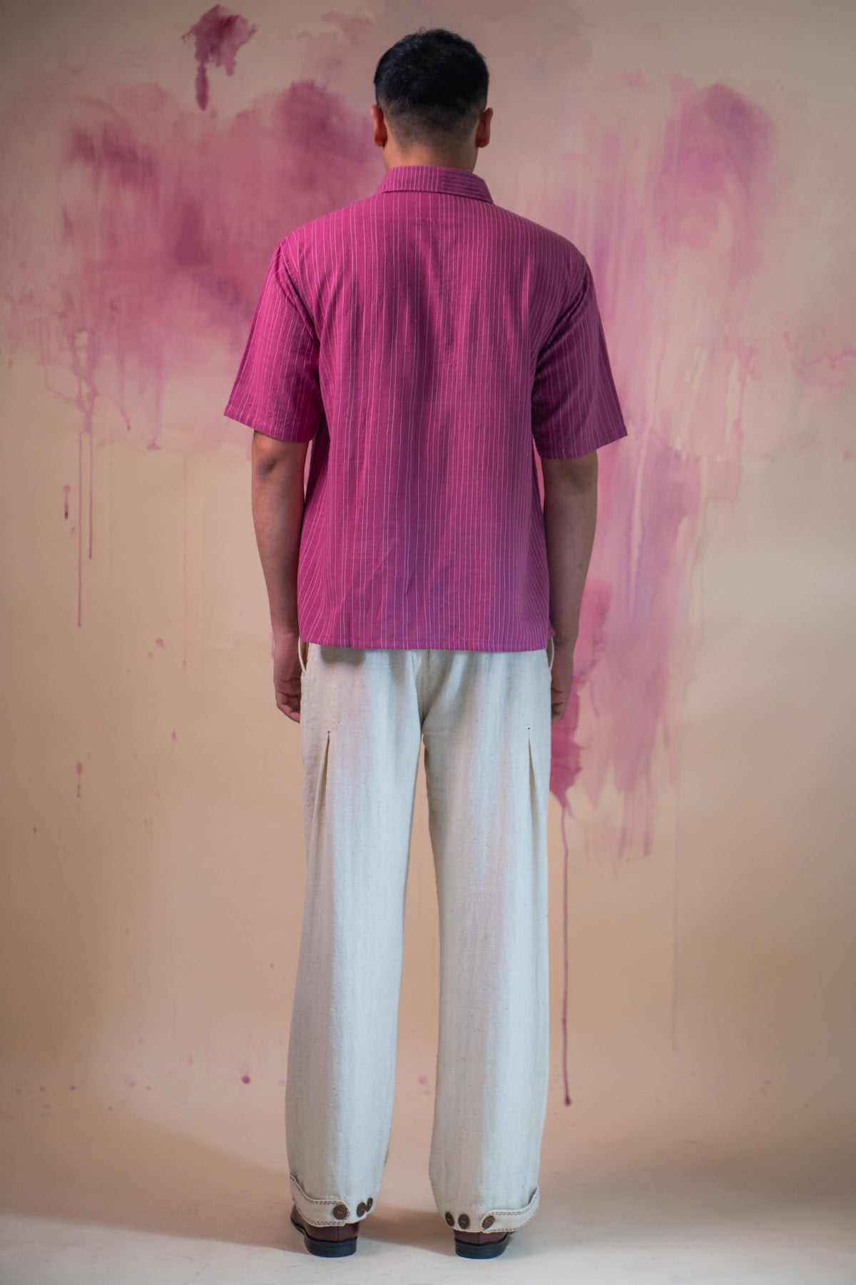 Plum Cotton Stitch Lines Shirt