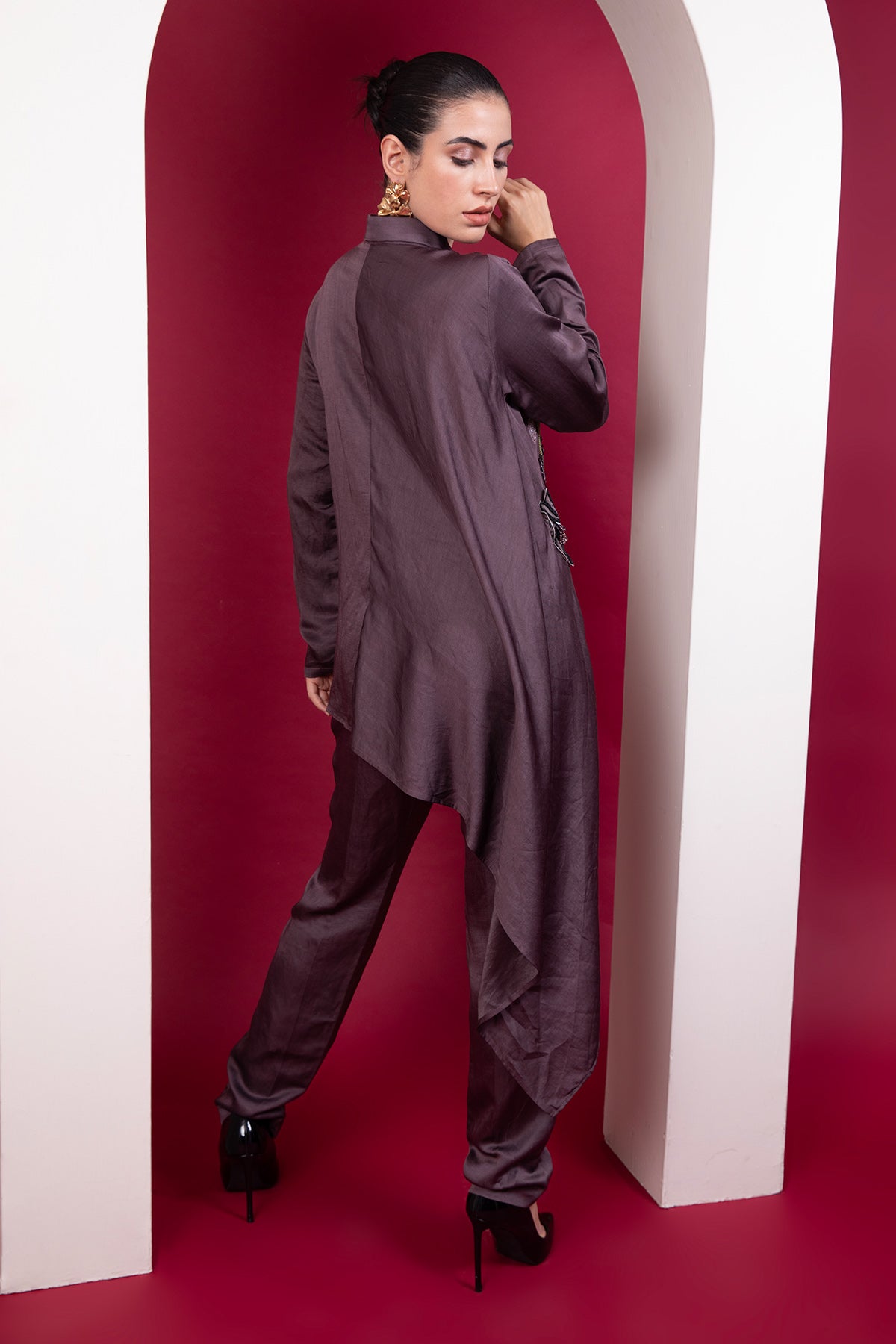 Plum Asymmetrical Co-ord Set