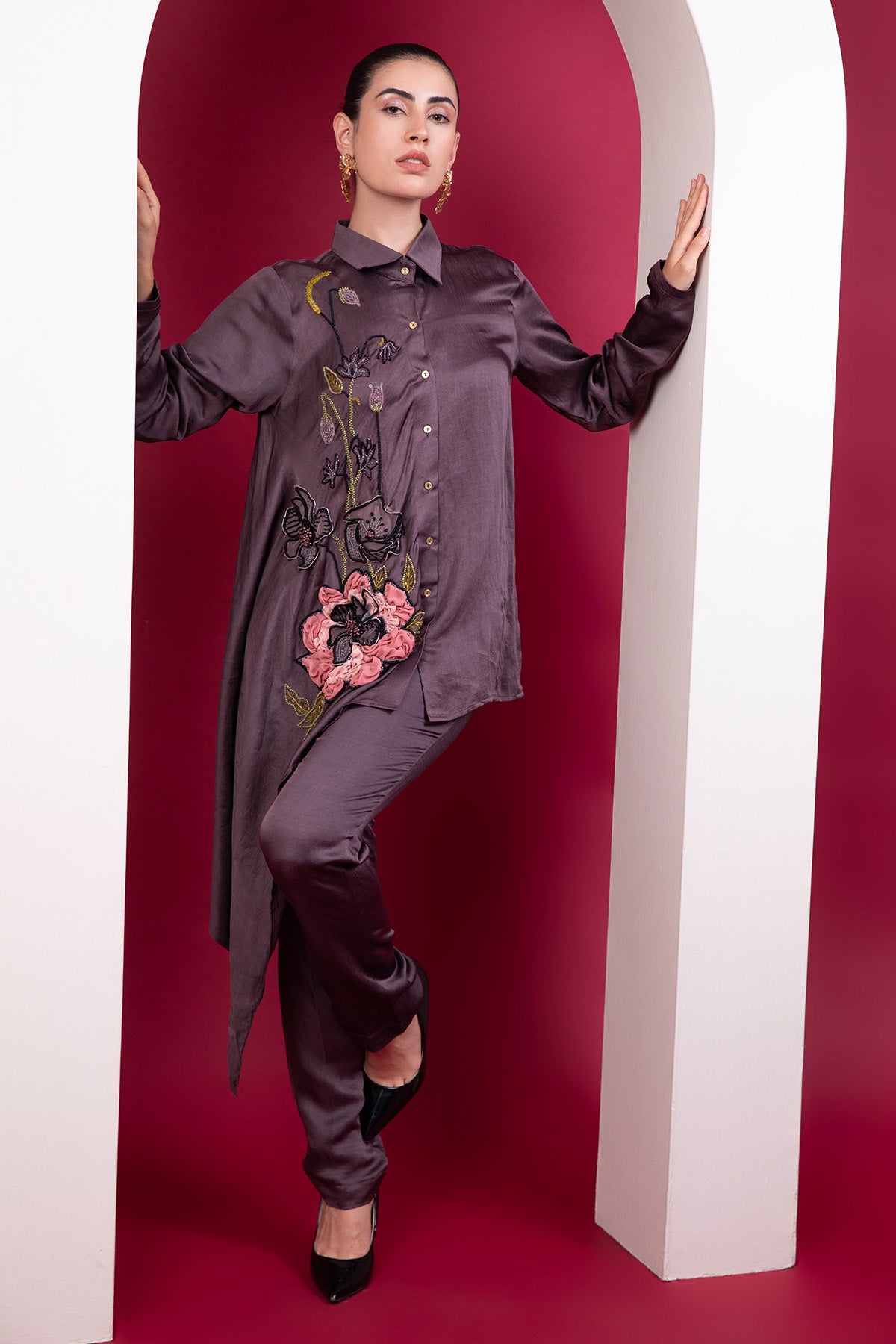 Plum Asymmetrical Co-ord Set