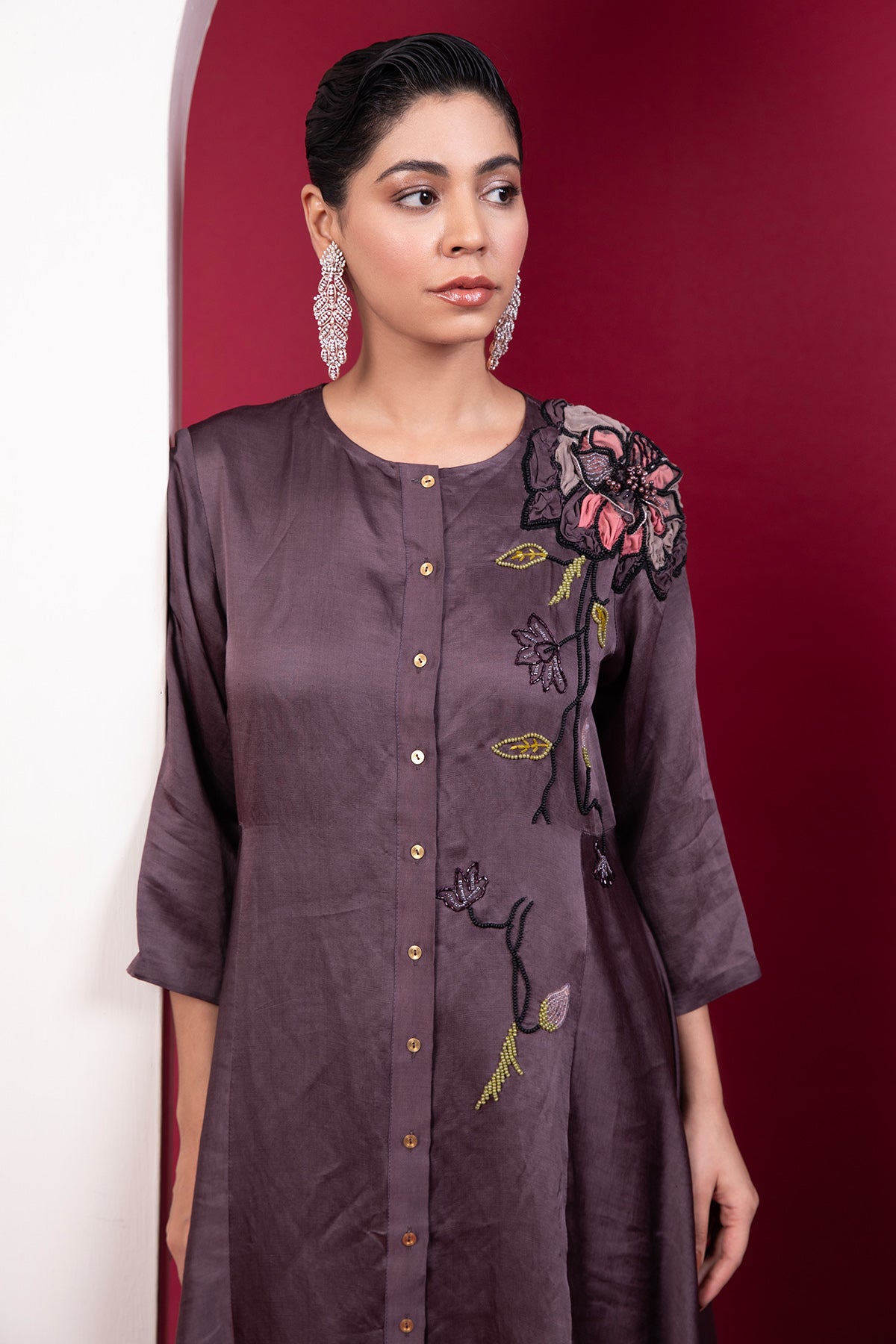 Plum Asymmetrical Tunic & Pants