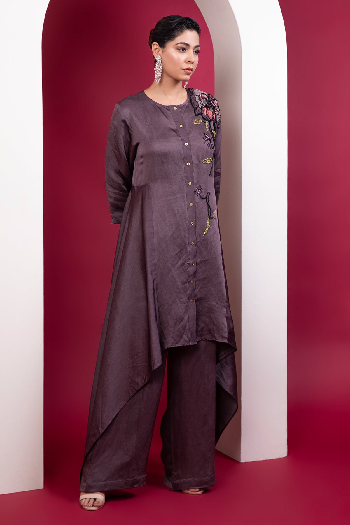 Plum Asymmetrical Tunic & Pants