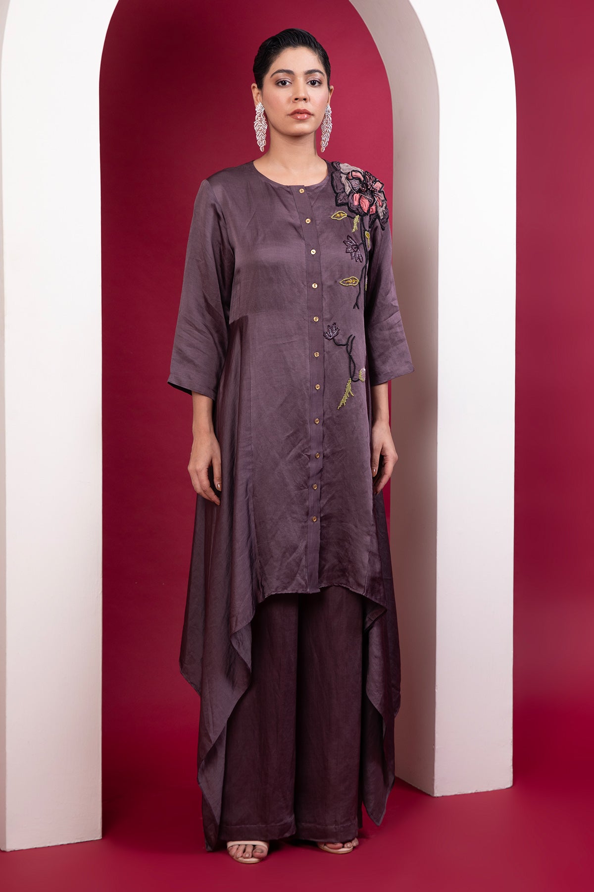 Plum Asymmetrical Tunic & Pants