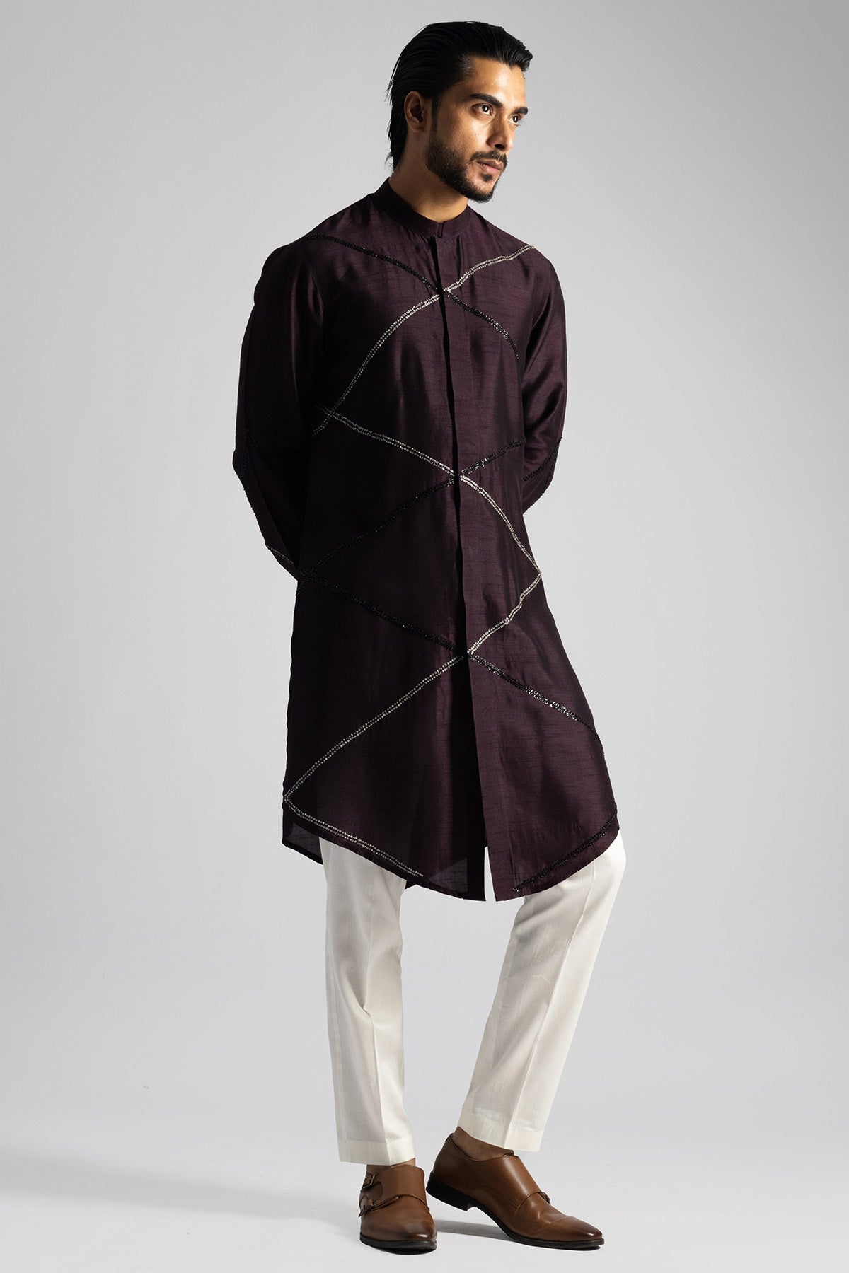 Plum Bamberg Silk Kurta & Pants