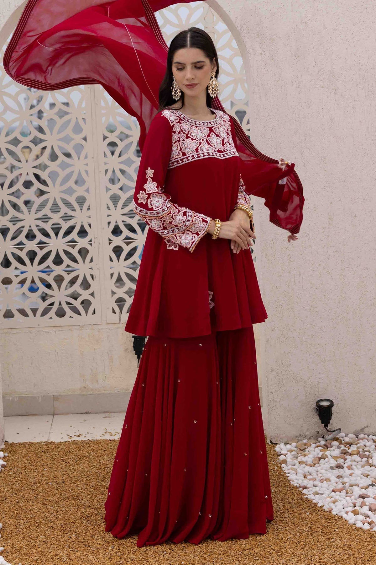 Buy Plum Crystal Floral Sharara Set by Ajiesh Oberoi for women online at ScrollnShops