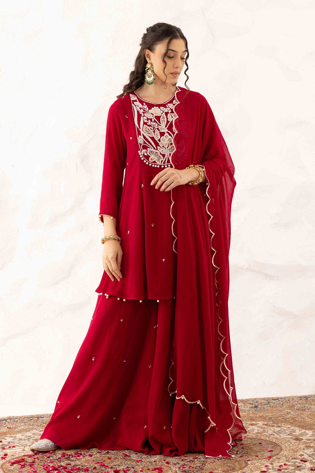 Buy Plum Yoke Embroidered Kurta Set by Ajiesh Oberoi for women online at ScrollnShops