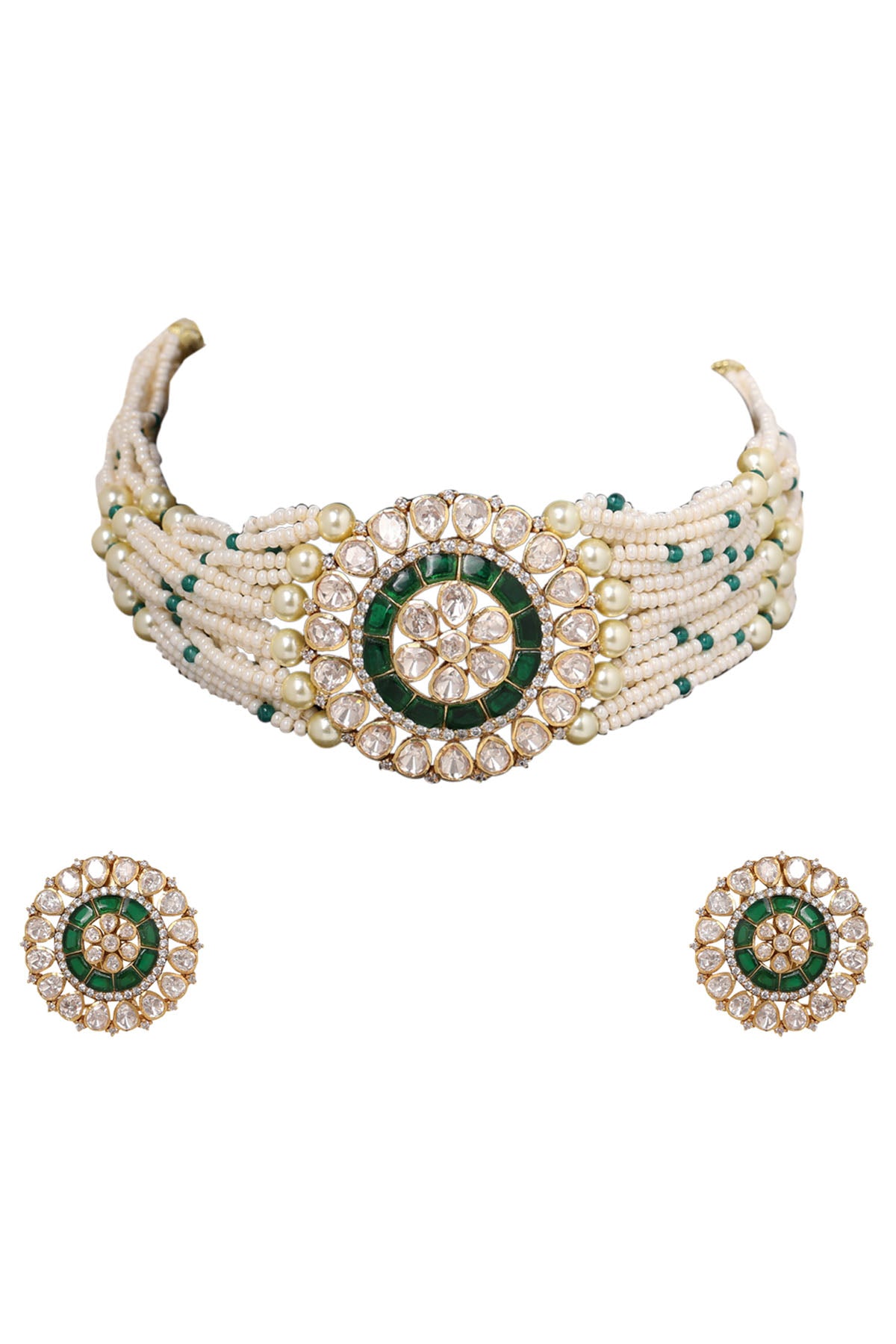 Polki 925 Silver Necklace Set