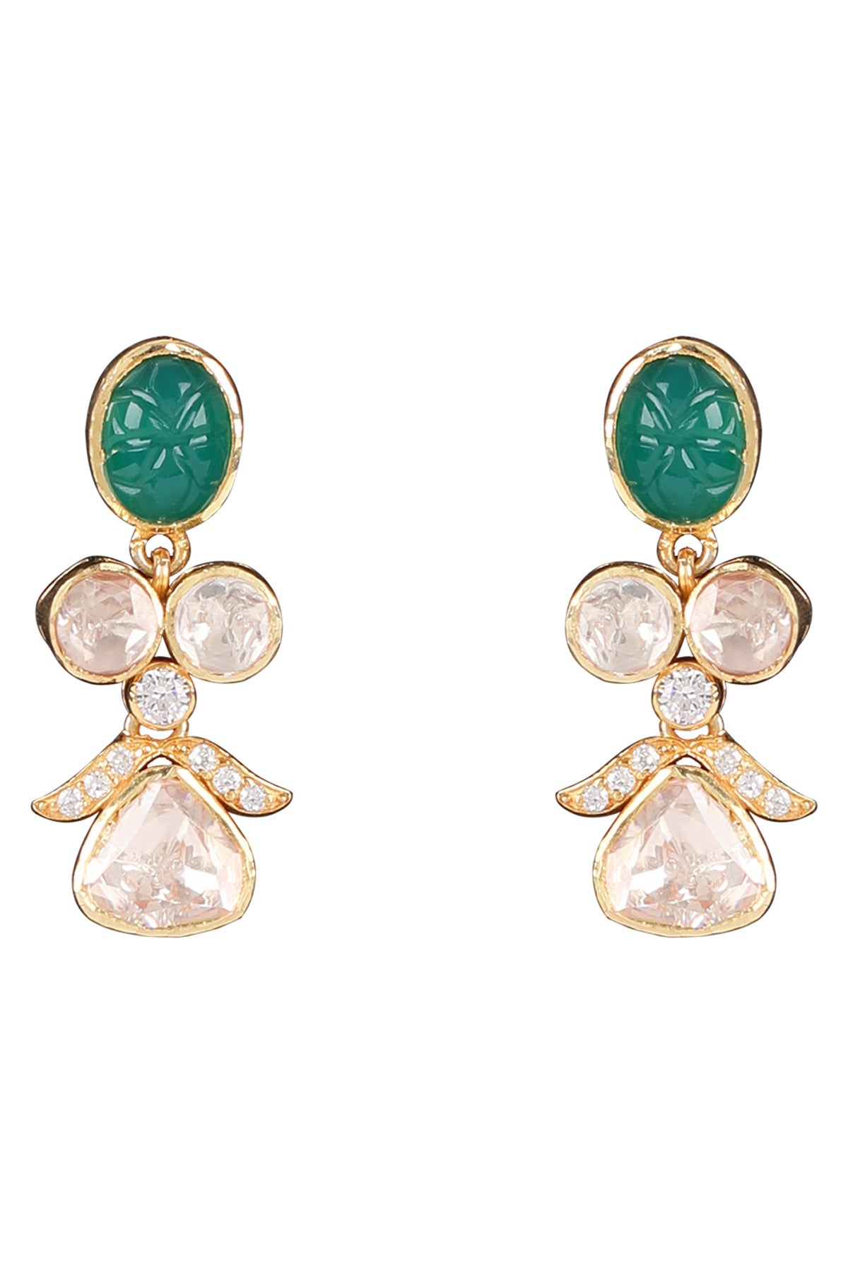 Polki Green Drop Necklace Set