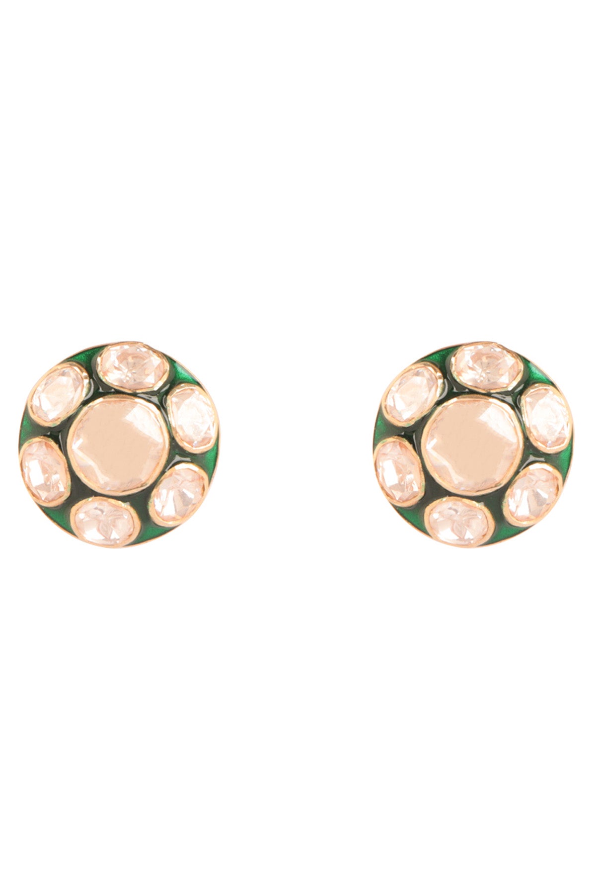 Polki Green Meena Earrings