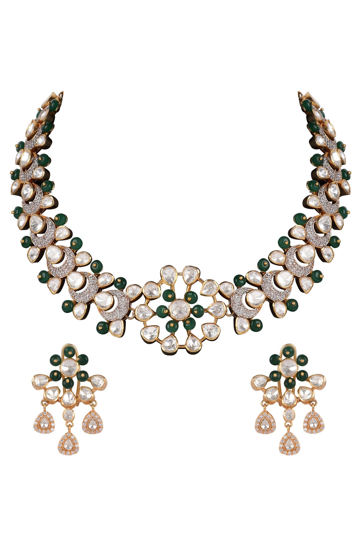 Polki Green Necklace Set