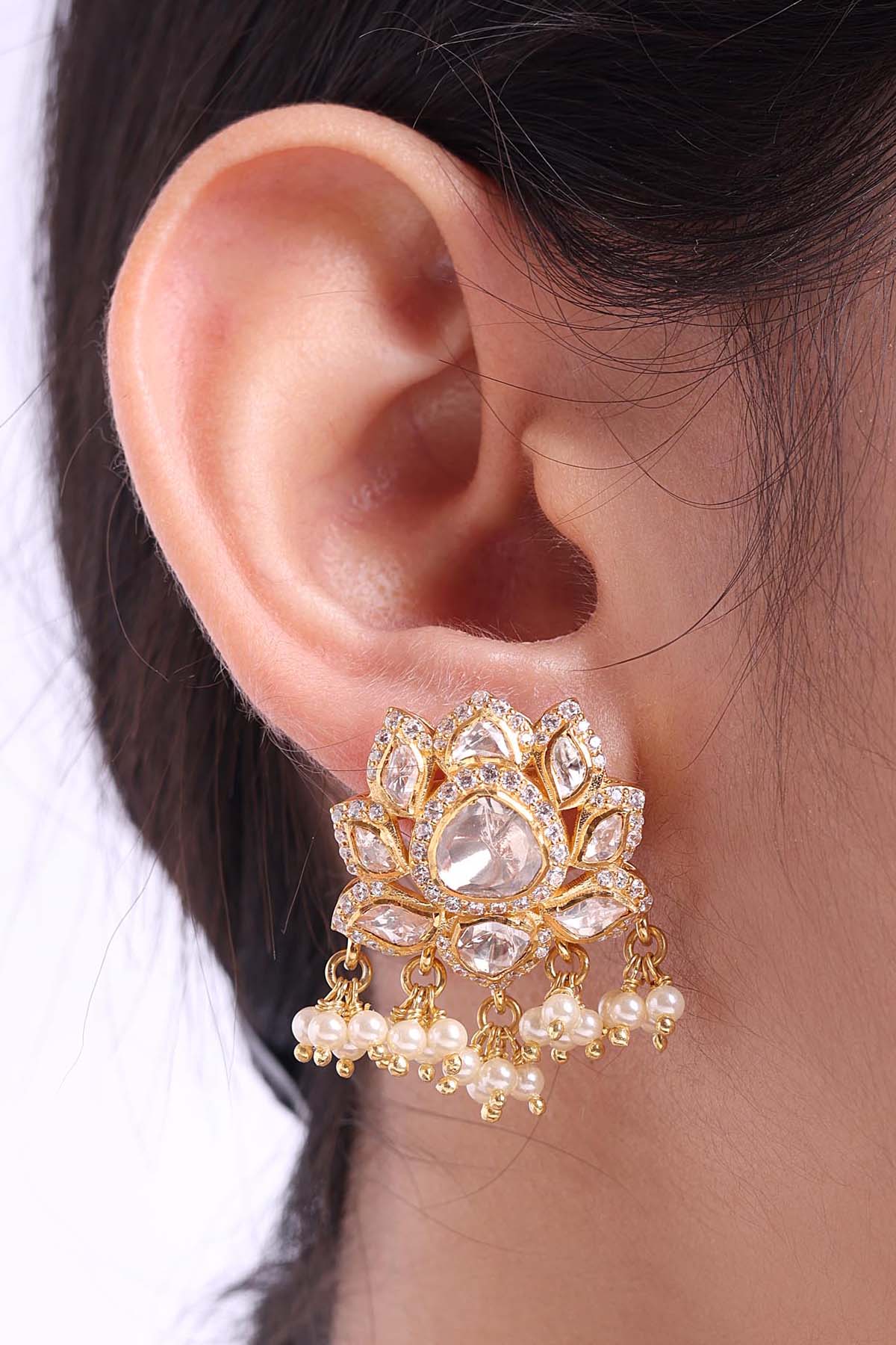 Polki Lotus Necklace Set