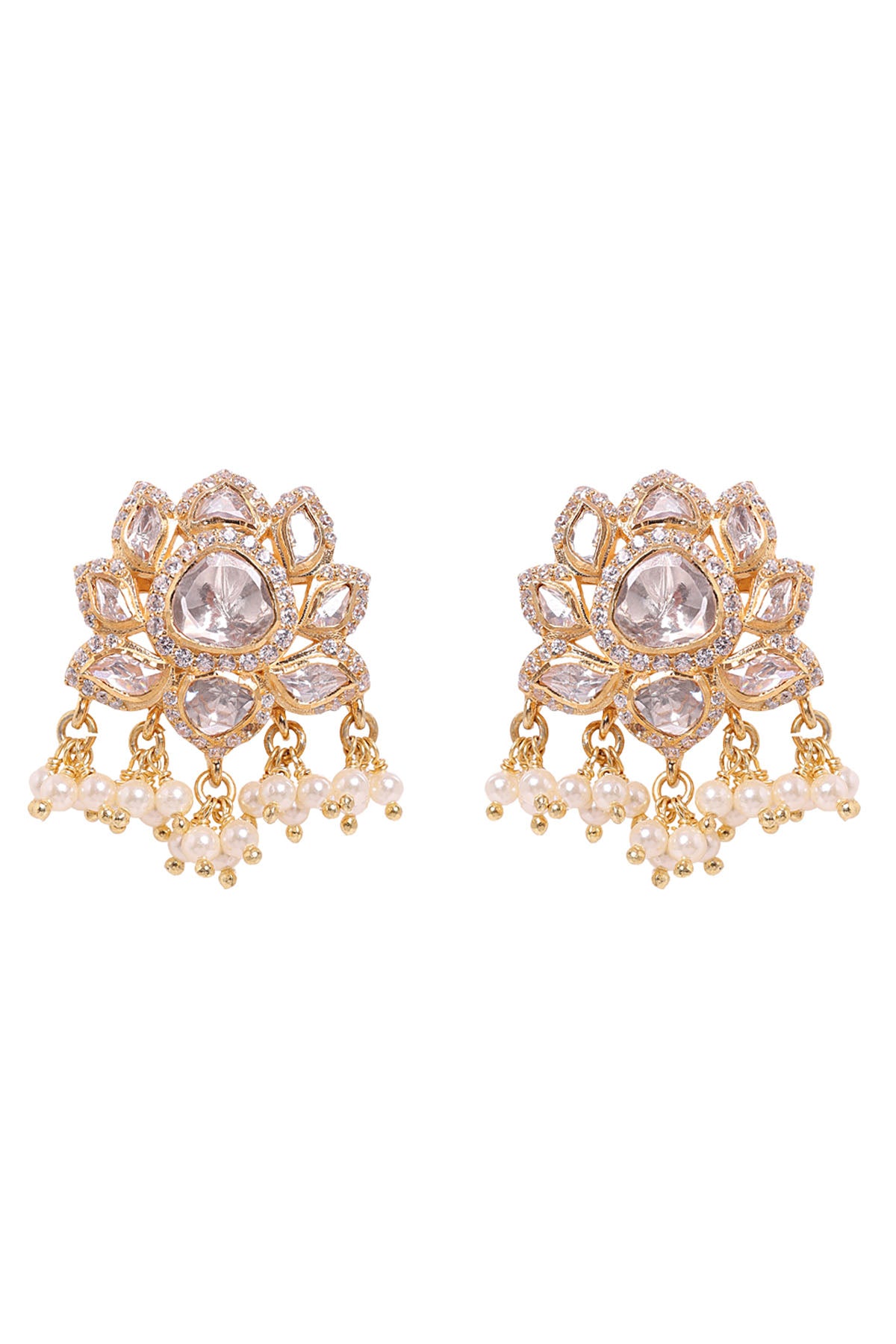 Polki Lotus Necklace Set