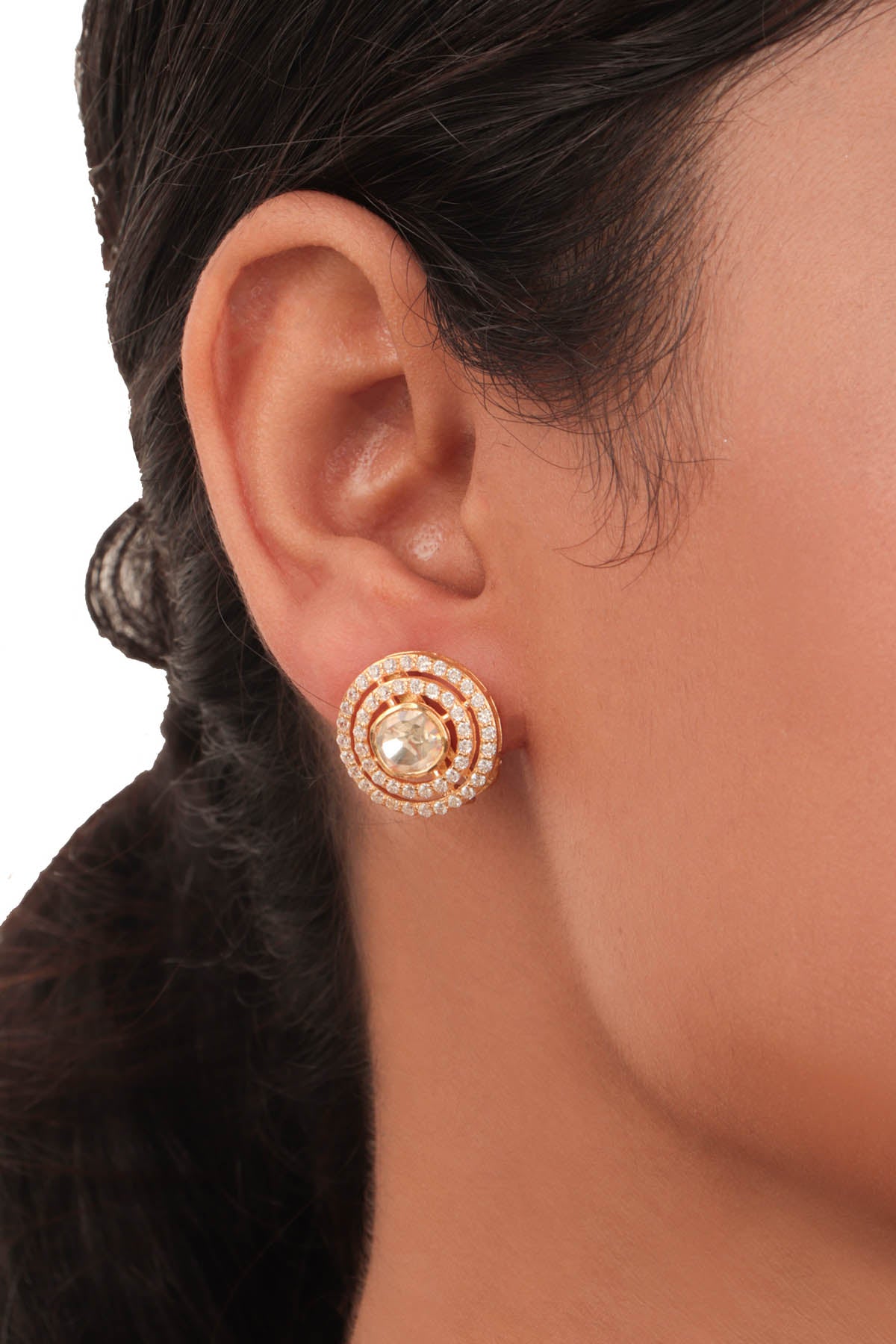 Polki Round Solitaire Pendant Set