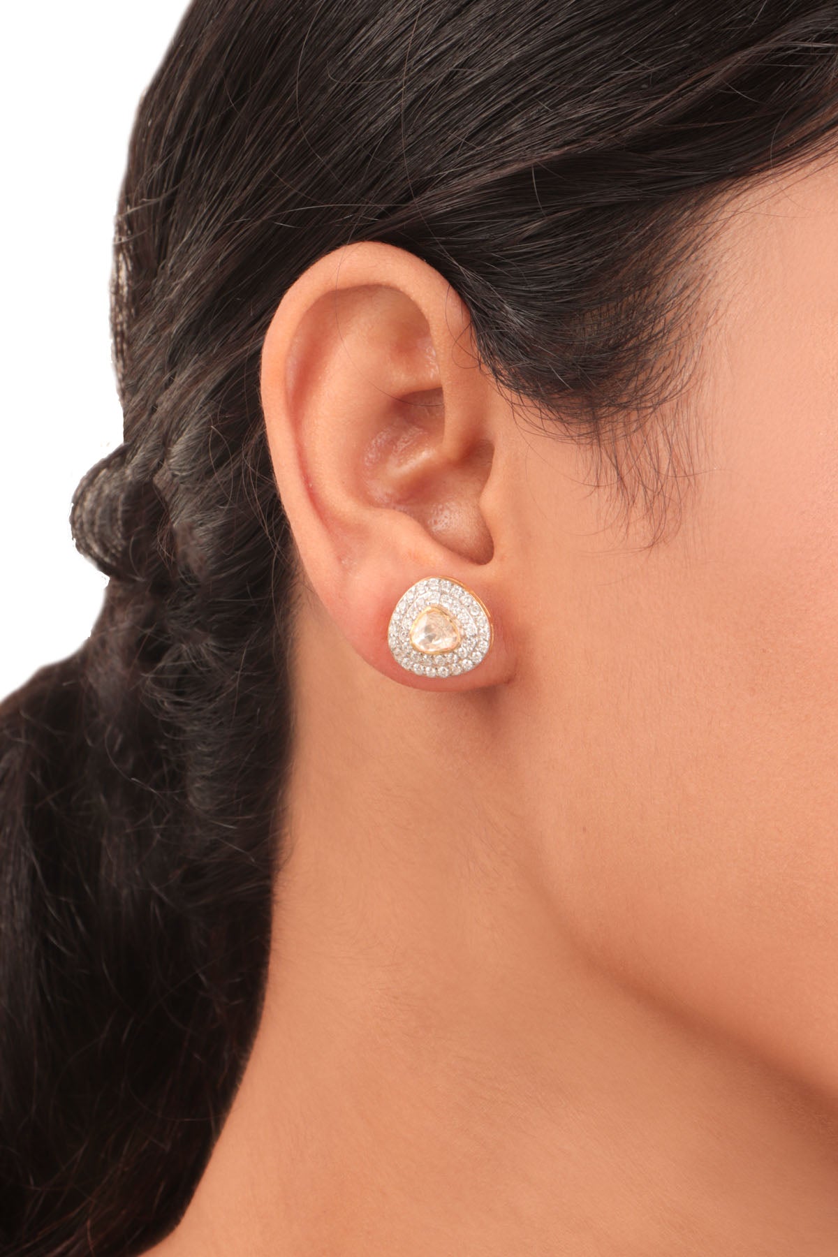 Polki Triangular Pendant Set