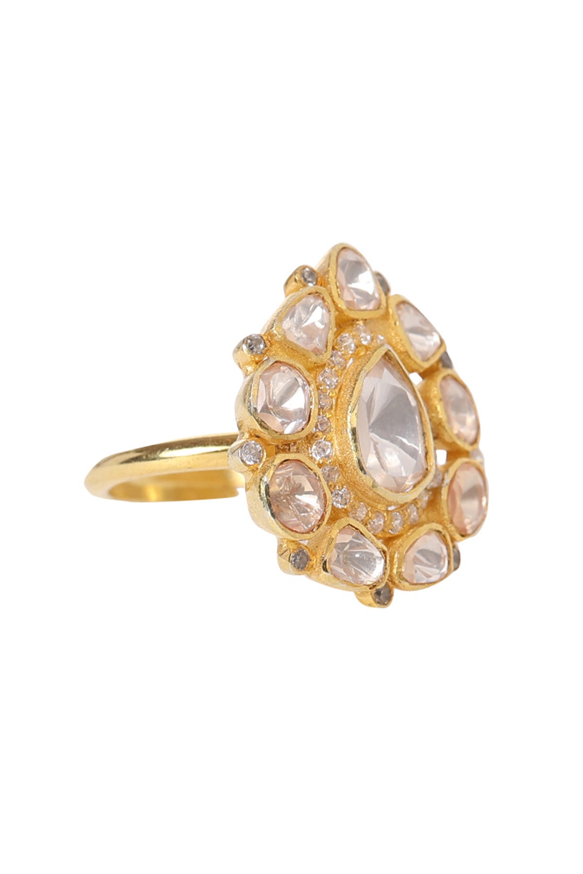 Polki Zirconia 925 Silver Ring