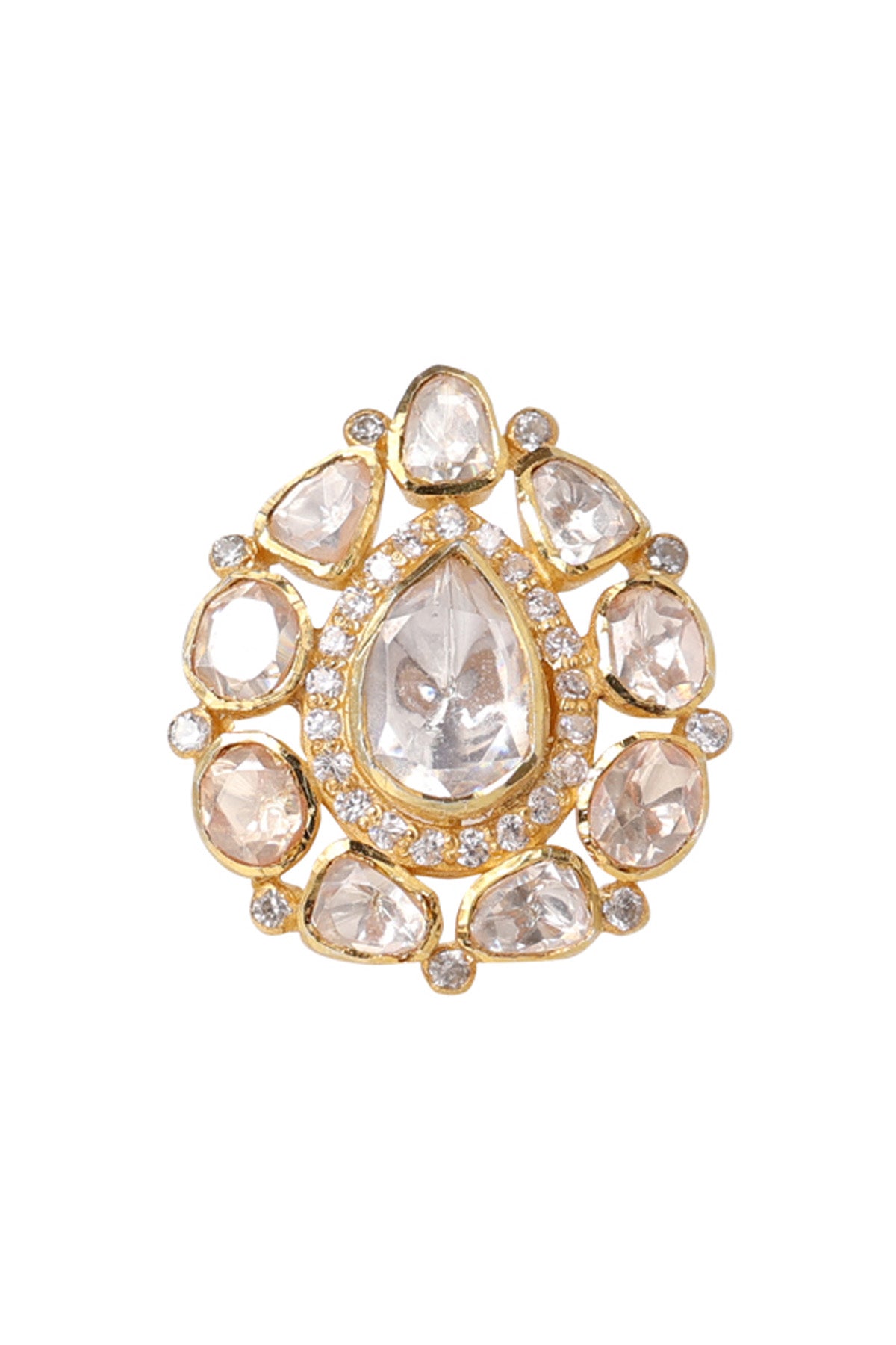 Polki Zirconia 925 Silver Ring