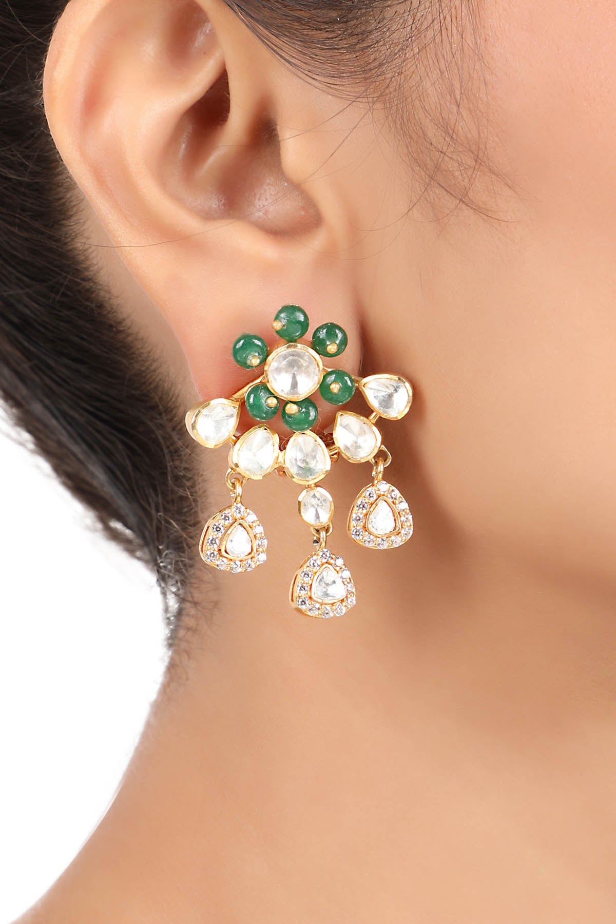 Polki Green Necklace Set