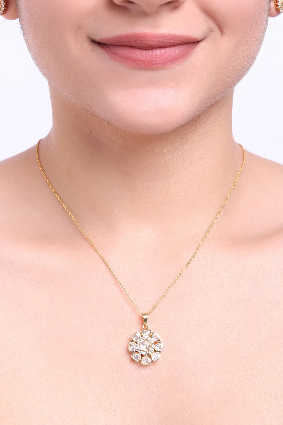 Polki floral Pendant Set