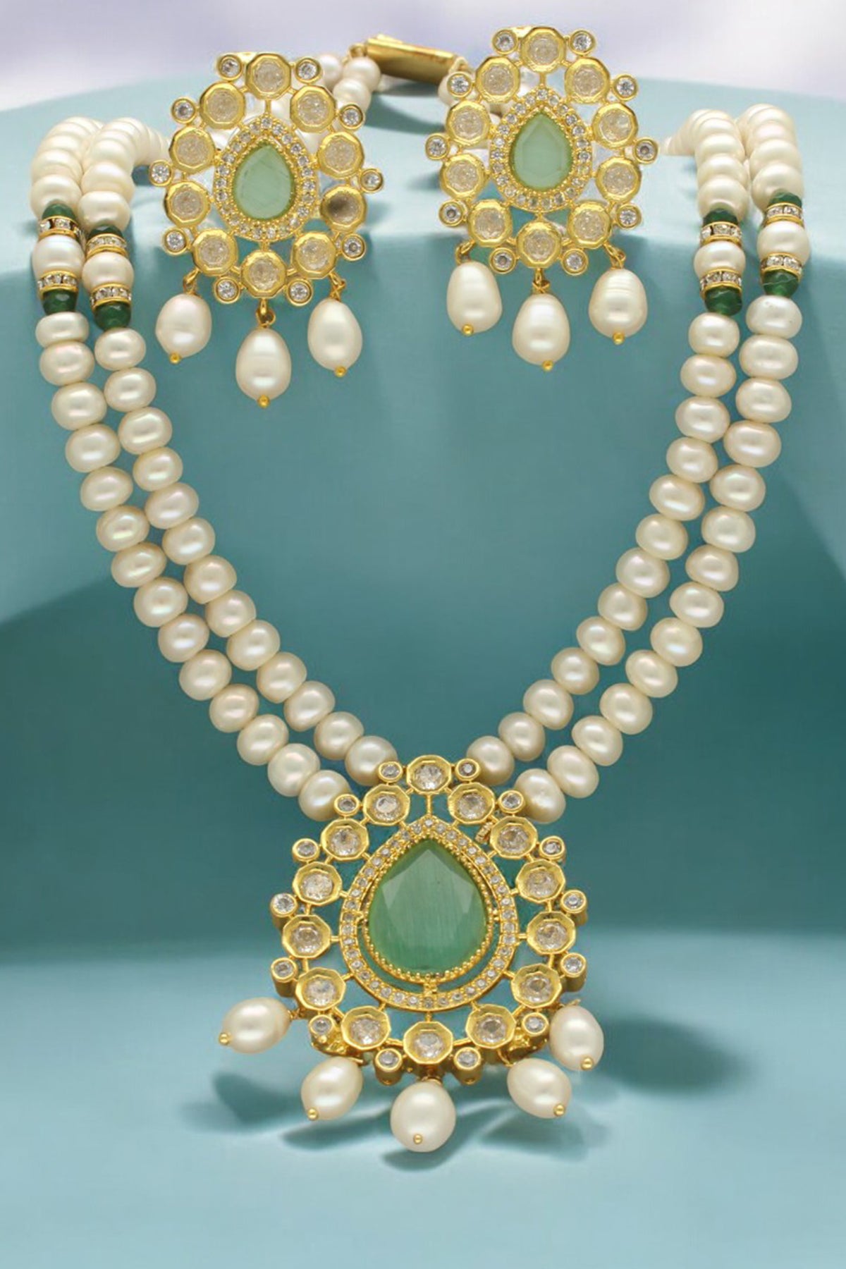 Potato Shape White Necklace Set