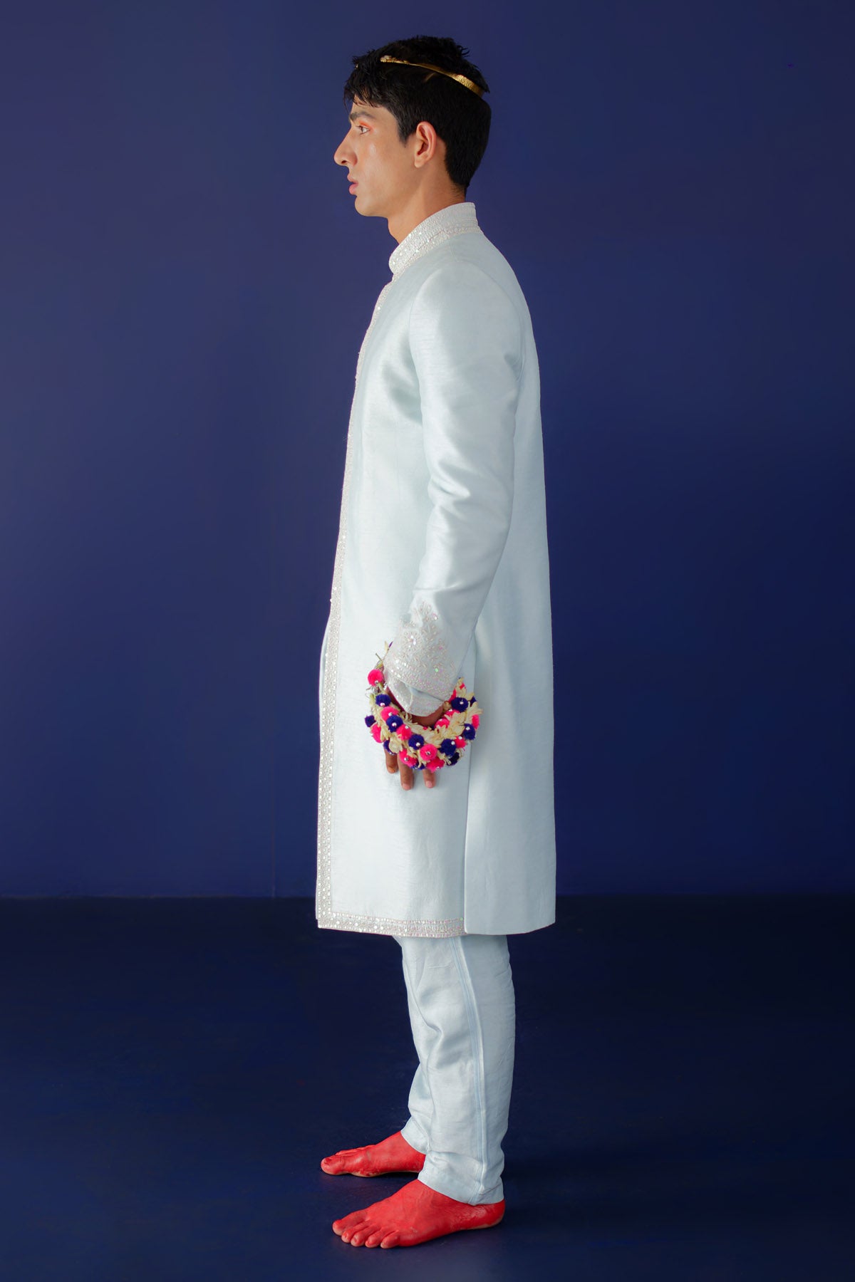 Powder Blue Resham Sherwani Set