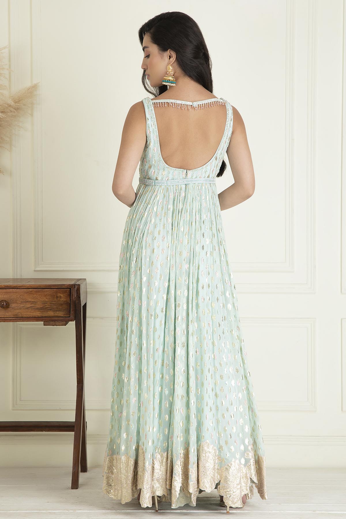 Powder Blue Sequin Anarkali Set