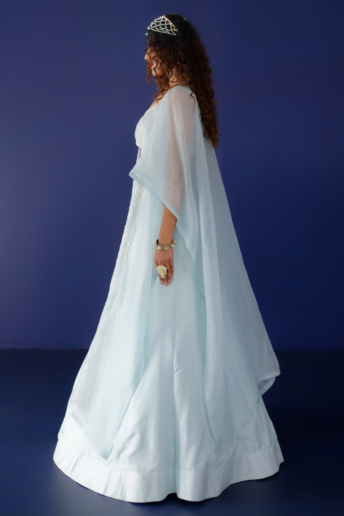 Powder Blue Sequins Lehenga Set