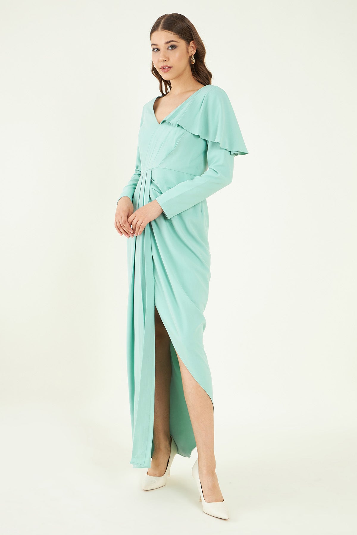 Powder Blue Slit Up Party Dress