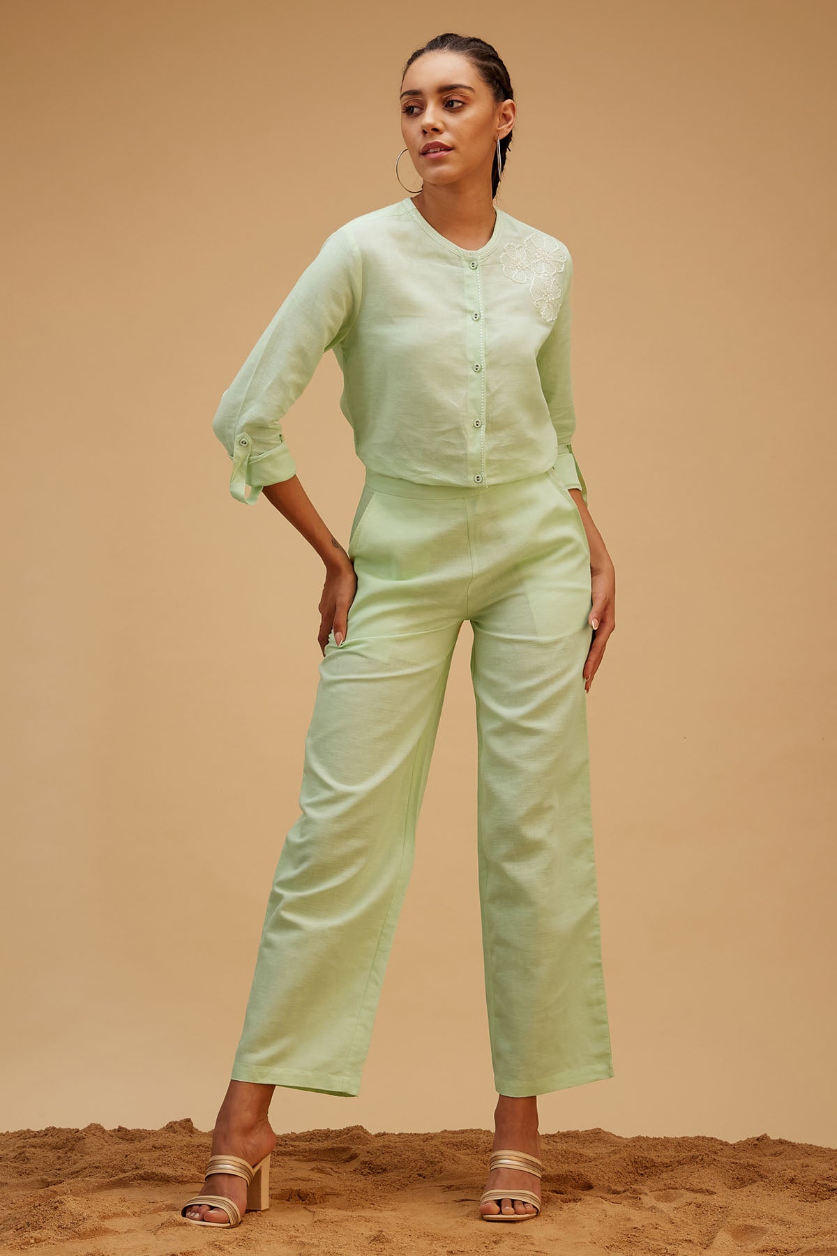 Powder Green Linen Co-ord Set
