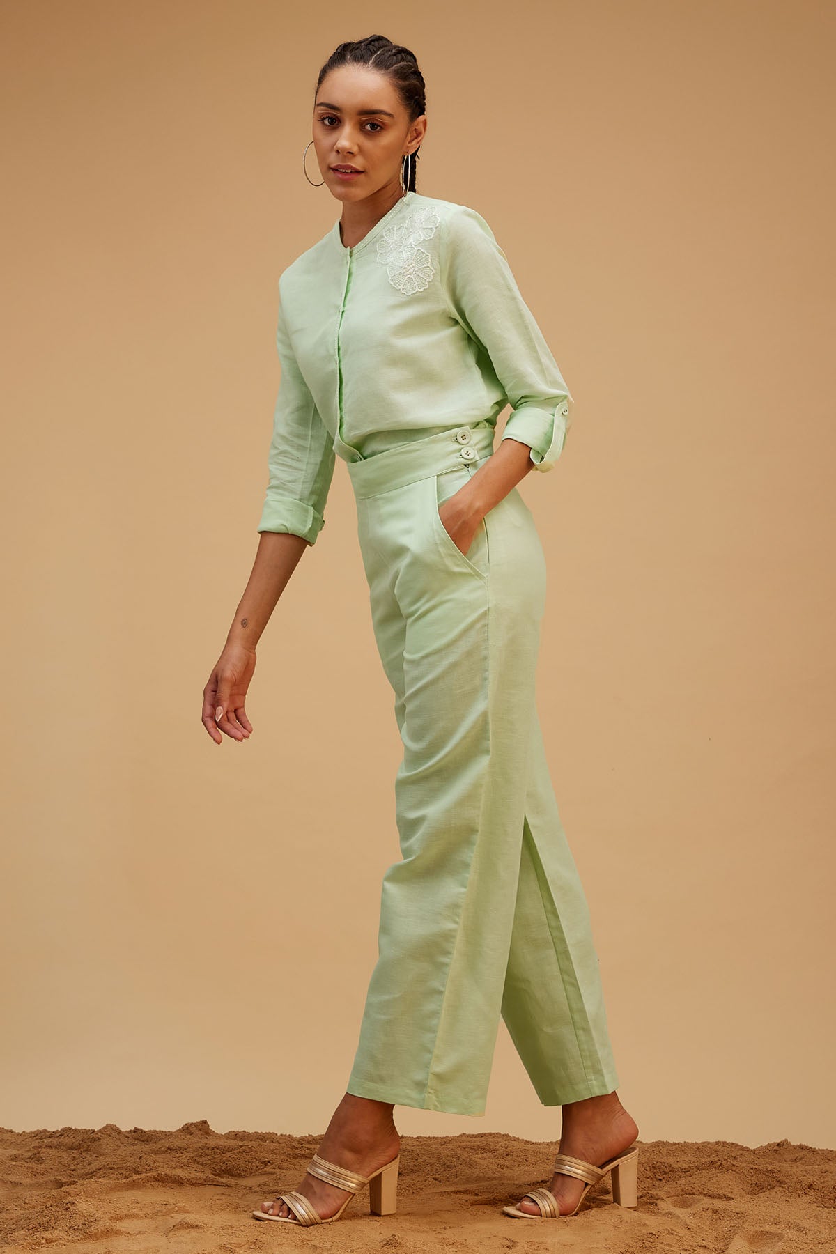 Powder Green Linen Co-ord Set