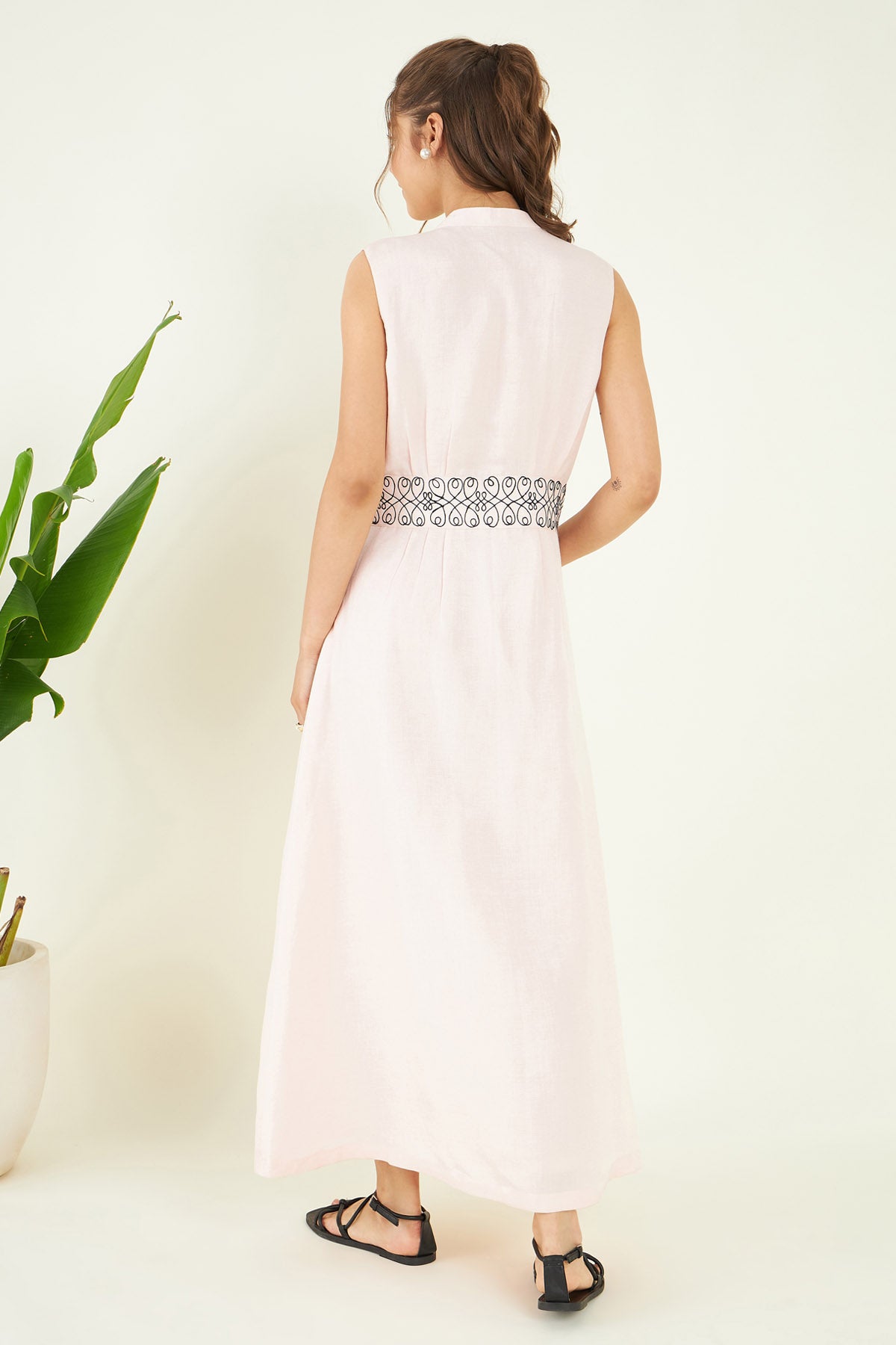 Powder Pink Cotton Maxi Dress